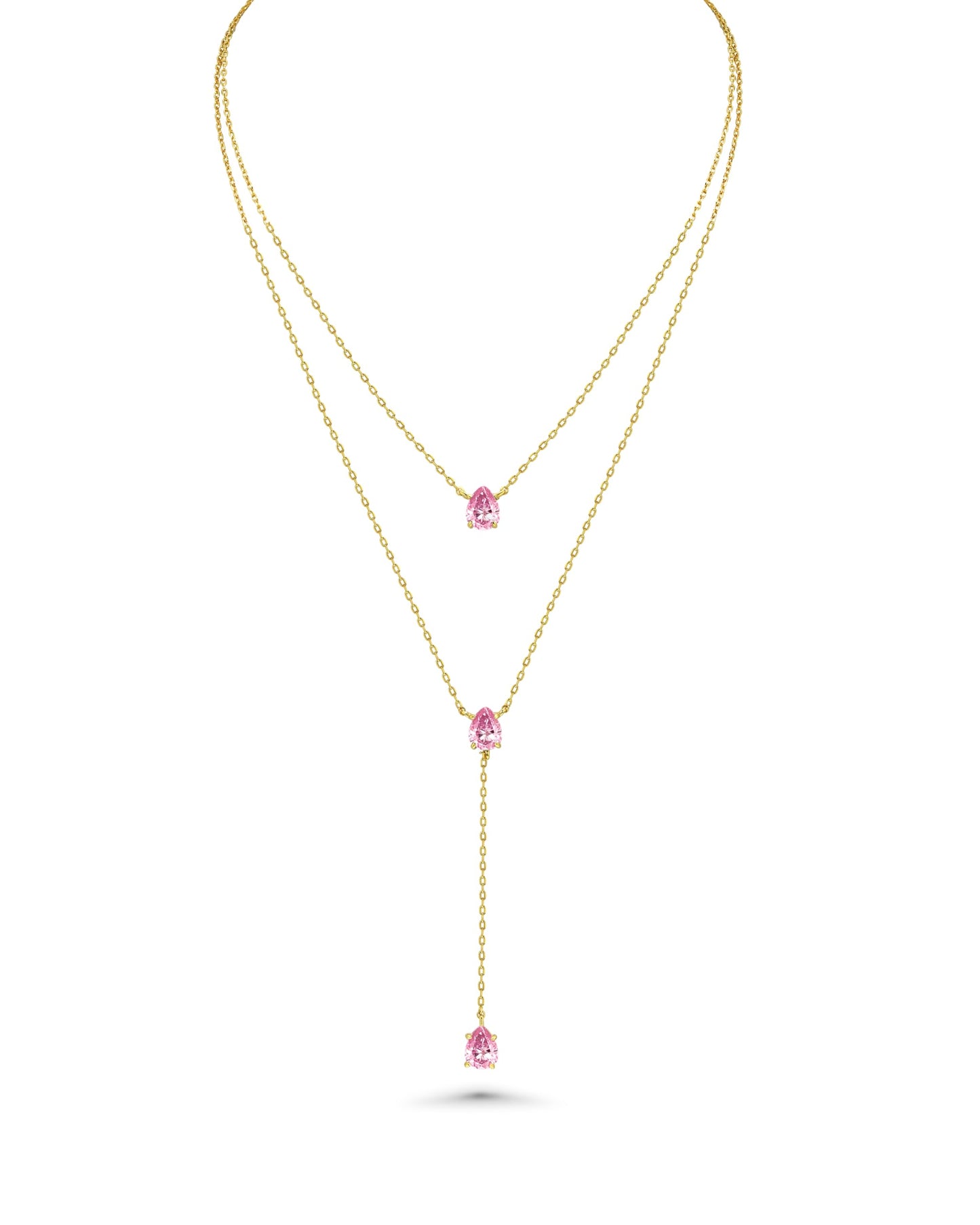 SNGIA Long 18K Gold Plated Blue Green Red Layered Pendant Necklace For Women (Emerald, Ruby, Seafoam, Sky, Sapphire, Pink), Dainty Birthstone Necklace, Statement Necklace Jewelry Gifts.