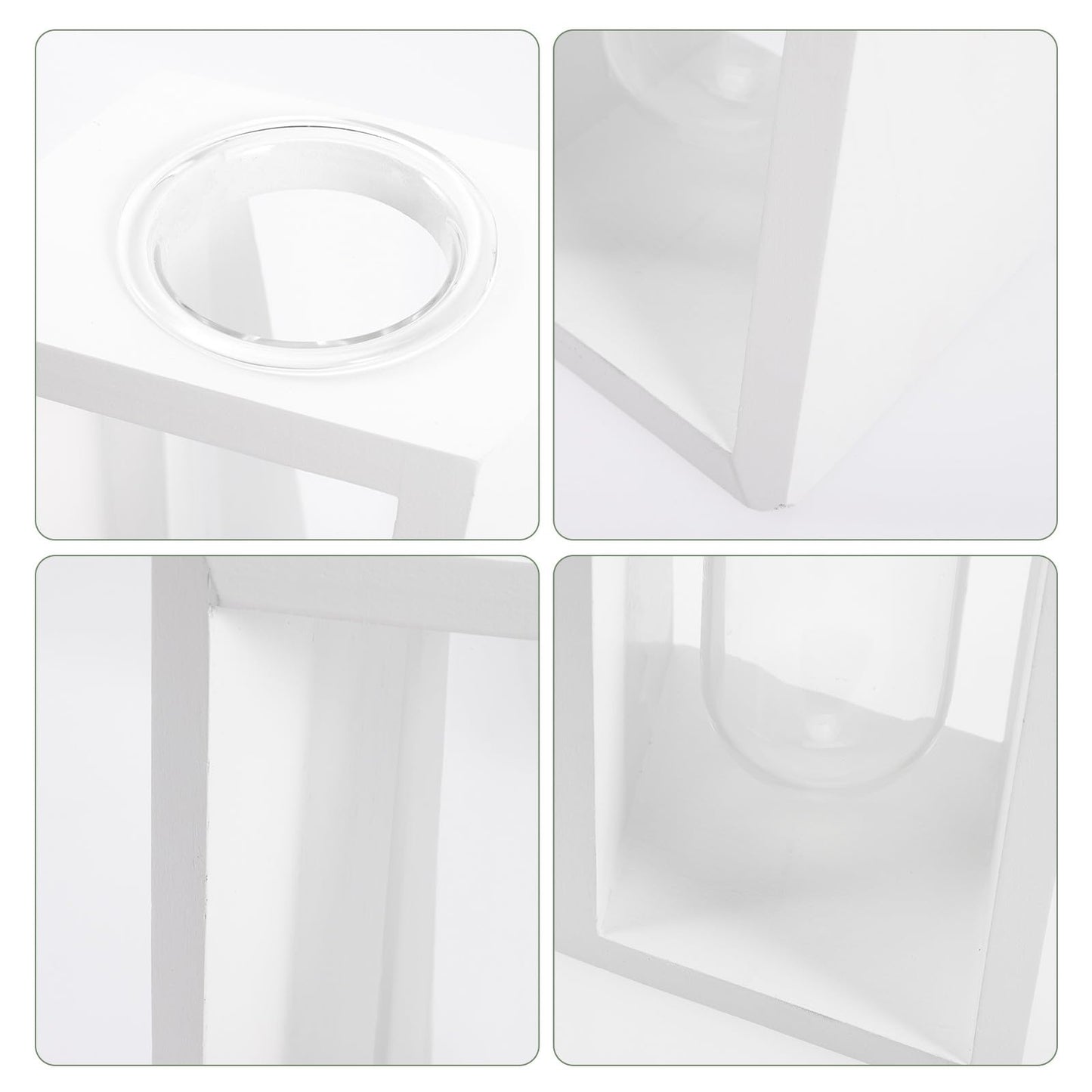 BESPORTBLE Hydroponic Plant Vase with White Wooden Rack, Glass Test Tube Propagation Station for Indoor Wall Garden, Small Terrarium Kit for Home and Office Décor