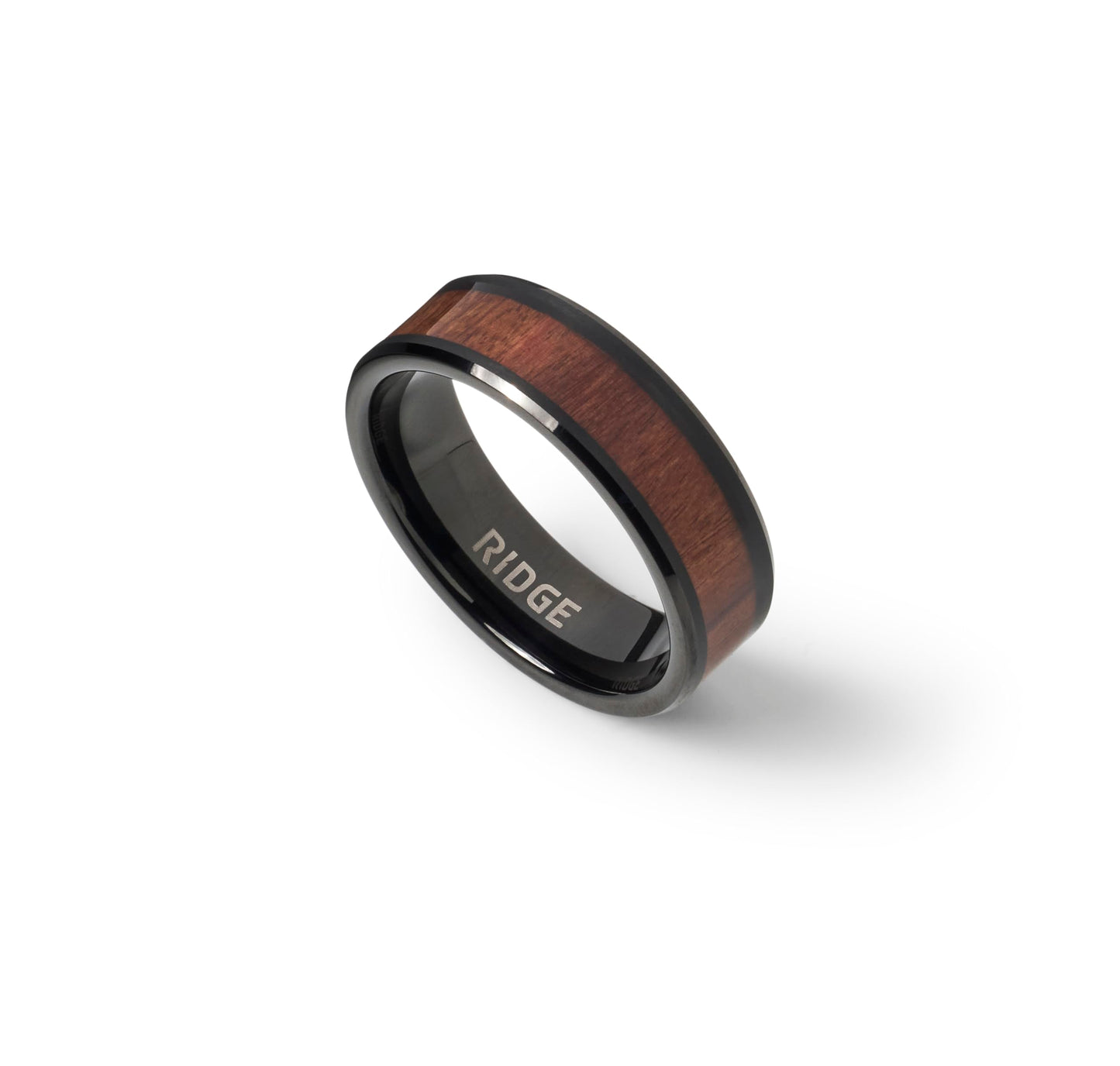 Ridge 8mm Beveled Ring Set - Mopane Wood - 11