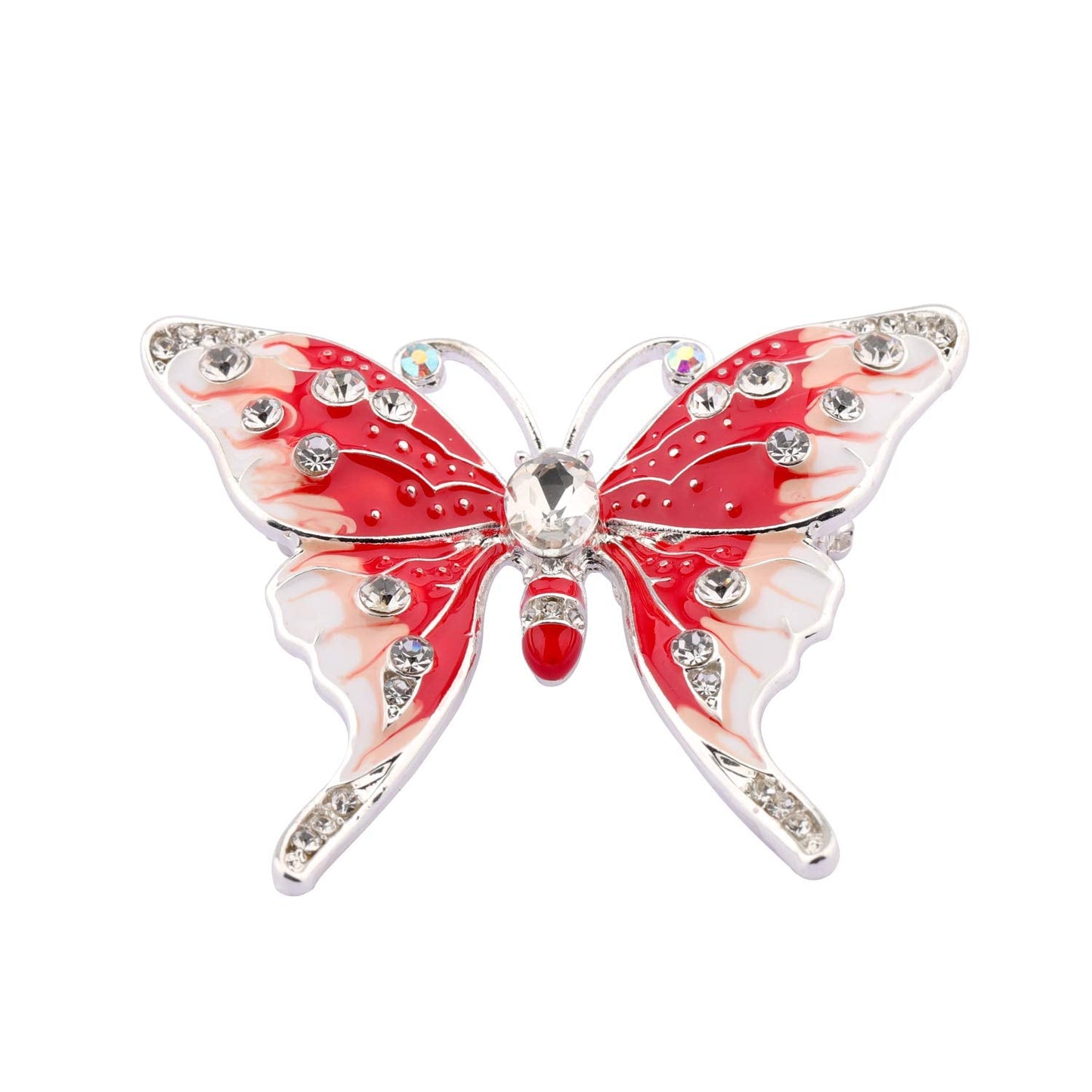 FEELMEM Crystal Rhinestone Butterfly Brooch Pin Blue Color Butterfly Brooches for For Women Wedding/Banquet/Birthday Party (red)