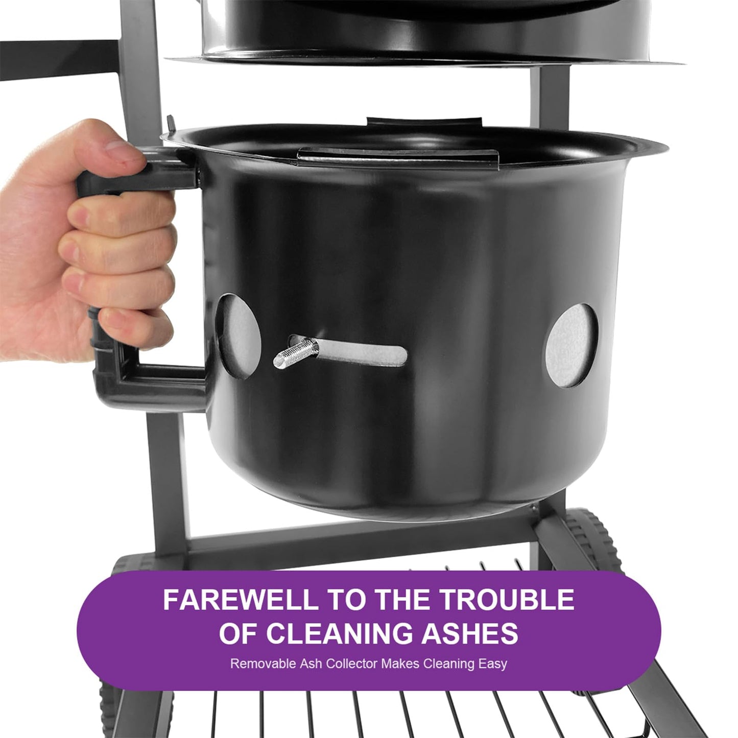HALNYHYFD Charcoal BBQ Grill with Thermometer & Foldable Side Table, 565 sq in Cooking Space Large Charcoal Grills, Barrel Charcoal Grills for Backyards Picnic Cookouts