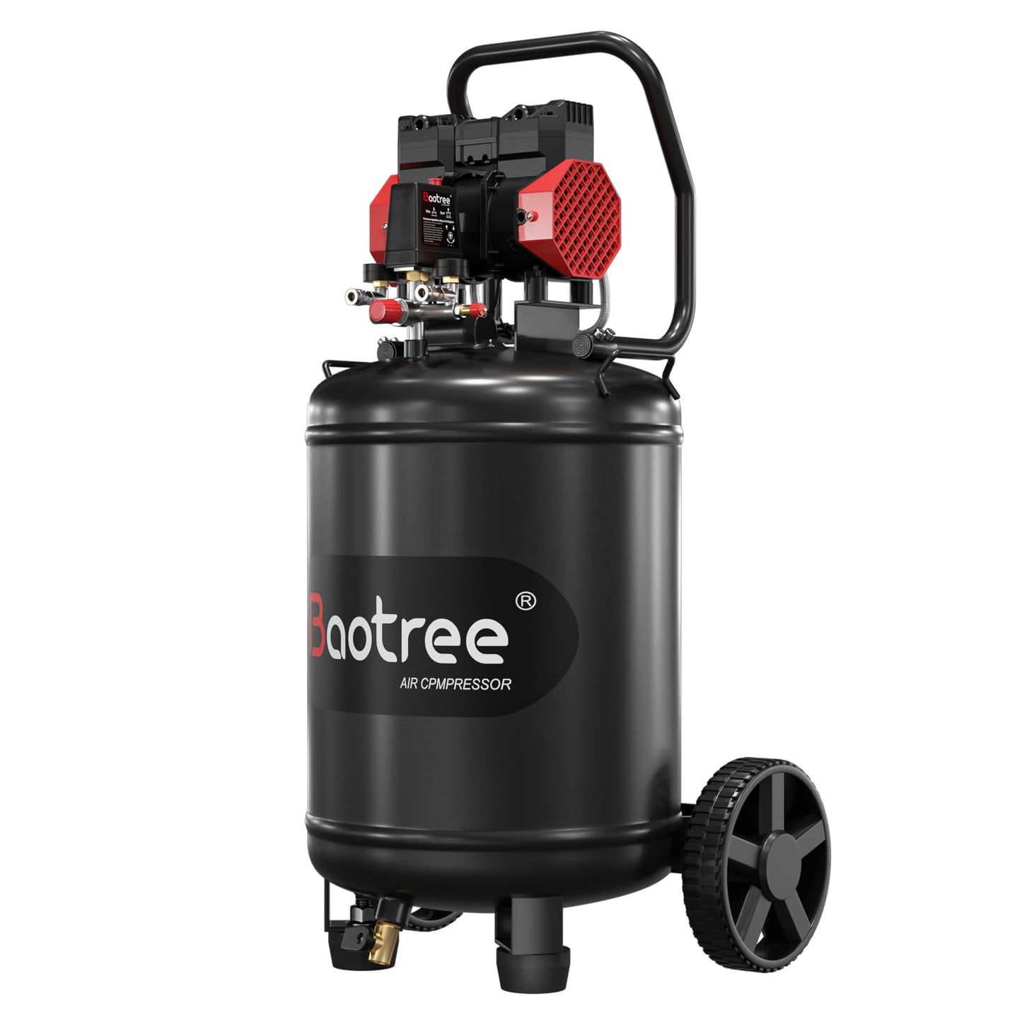Baotree 14 Gallon Ultra Quiet Air Compressor with Two Quick Couplers, 2HP 8.75 CFM, Max 115 PSI Pressure Oil-Free Air Compressor Tank, 70dB Quiet Compressor for Auto Repair, Tire Inflation