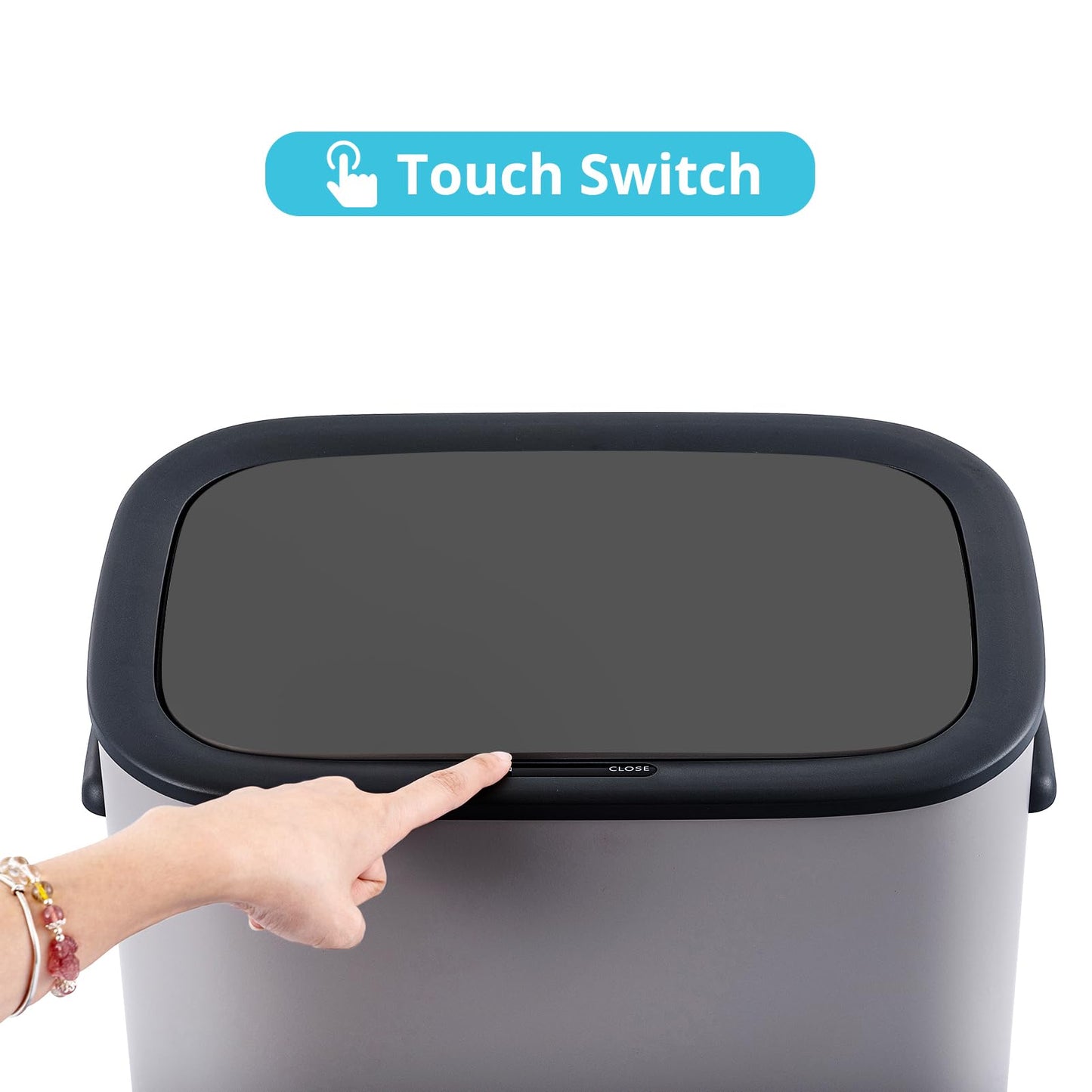 PrecisionAuto 14.5 Gal/55L Motion Sensor Trash Can, Touchless Automatic Garbage Bin with Soft-Close Lid & Handle, Rectangular Waste Basket for Kitchen, Bathroom, Bedroom, White(No Inner Bucket)