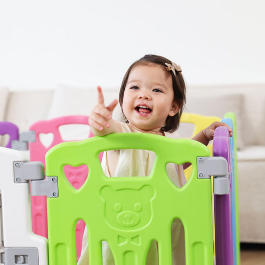 Baby Playpen Kids Activity Centre Safety Play Yard Home Indoor Outdoor New Pen (Multicolour, Classic Set 14 Panel)