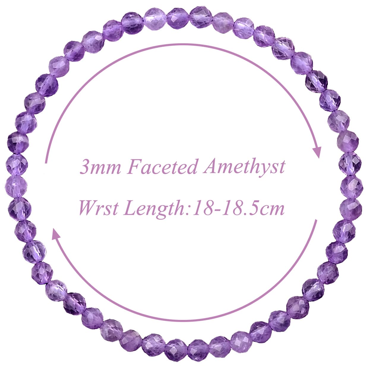 MASSIVE BEADS Natural Genuine Gemstone Beads Healing Crystal Chakra Reiki Jewelry Faceted Round Beads Bracelets (Amethyst, 3mm)