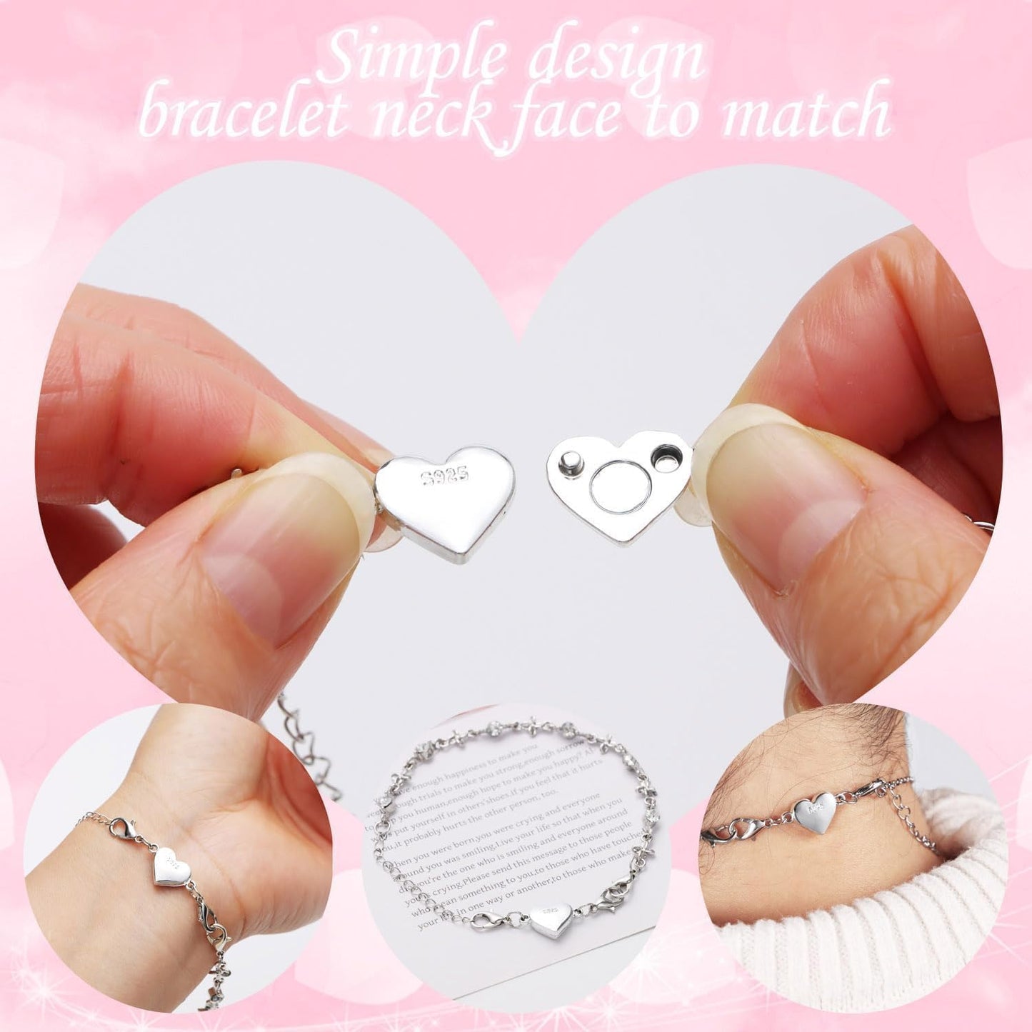 Magnetic Clasp Converter, Heart Design Lobster Clasps for Necklaces and Bracelets, Gold and Silver (3golden+3silvery)