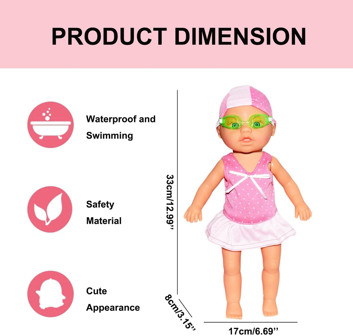 Swimming Baby Toy,2026 New Upgraded Waterproof Swimmer Toy,Electric Water Baby Toy, Backstroke Swimming Toy for Pool, for Pool/Bathroom Boy & Girl Gifts