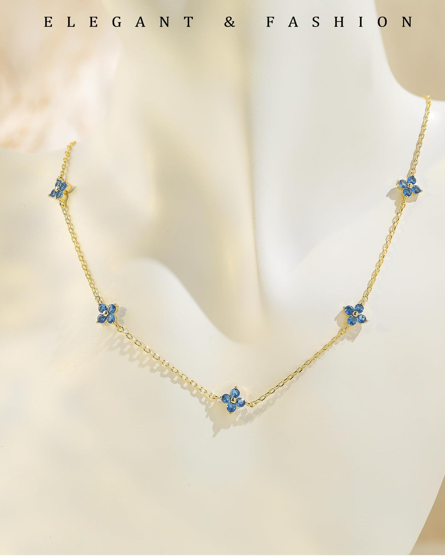 Birthstone Gold Necklace for Women Dainty Non Tarnish 14K Gold Plated Diamond Choker Necklaces Clover Emerald Green Cubic Zirconia Necklace Birthday Valentine's Day Gifts Womens Prom Gold Jewelry