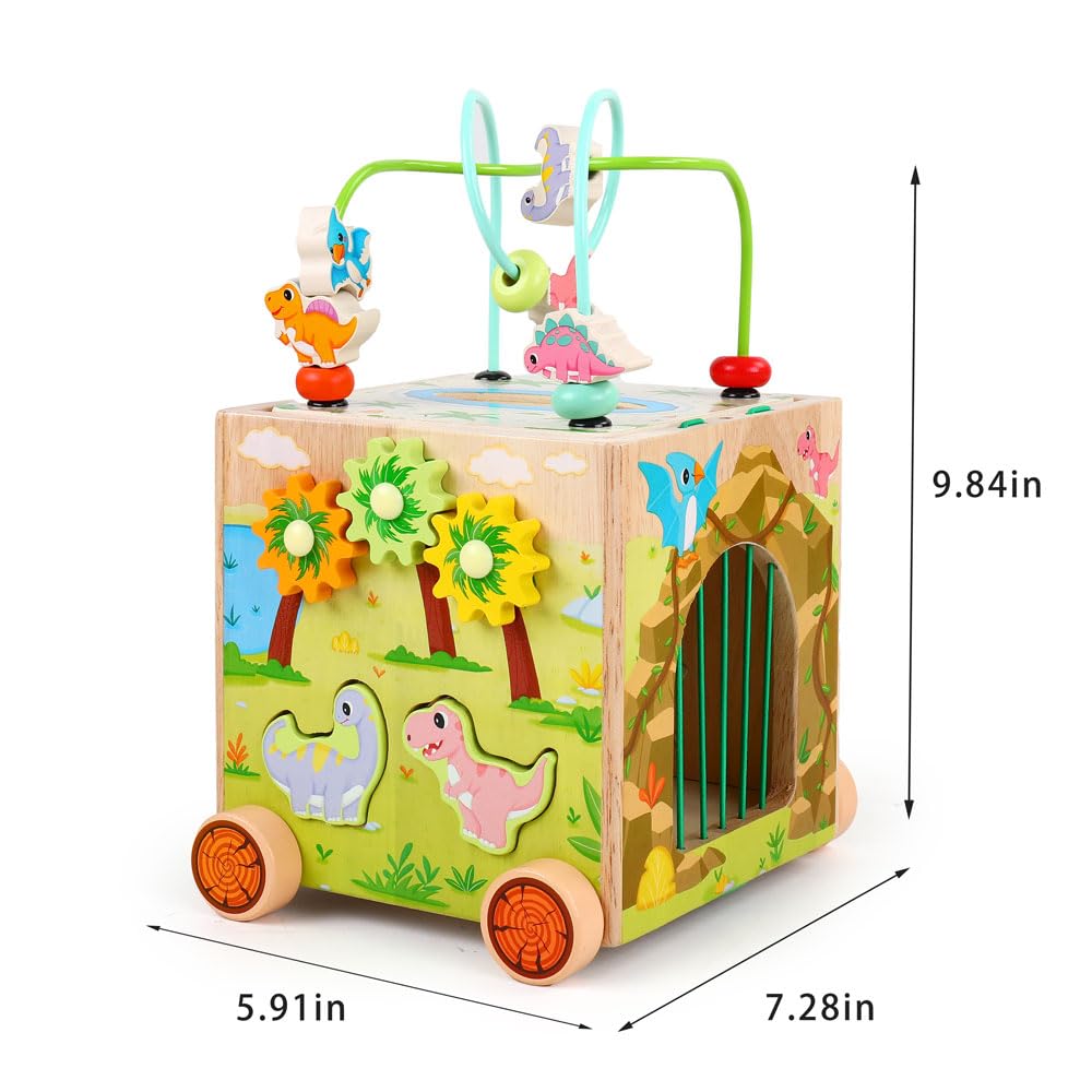 JAUNTY Montessori Activity Cube Toys for Toddlers 1 2 3 Years Old, Wooden Sensory Baby Tissue Box Toy for 1 Year Old Girls Boys, Great Educational Toys 1st First Birthday Gift
