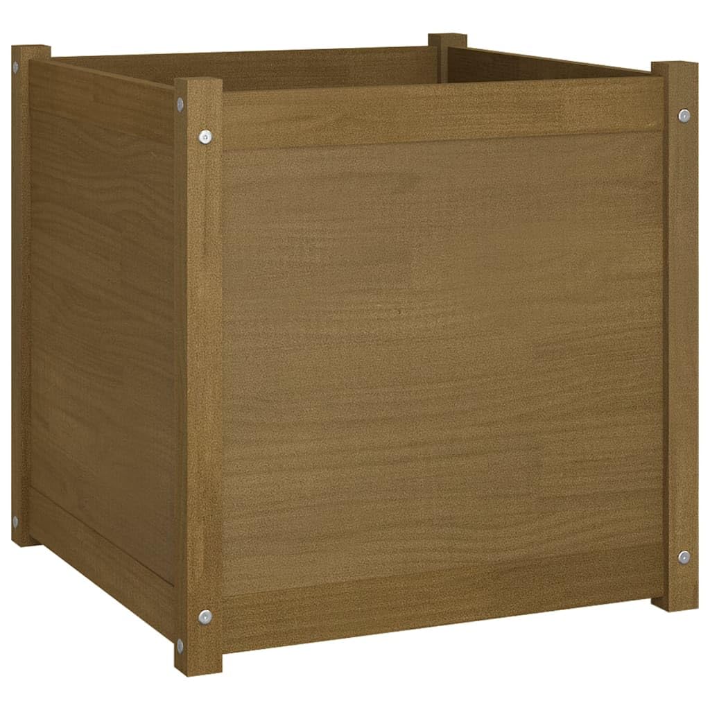 KPOUTRFG Solid Pine Wood Planters for Balcony Large Square Planters for Herbs and Vegetables Minimalist Style Outdoor Set of 1 Honey Brown