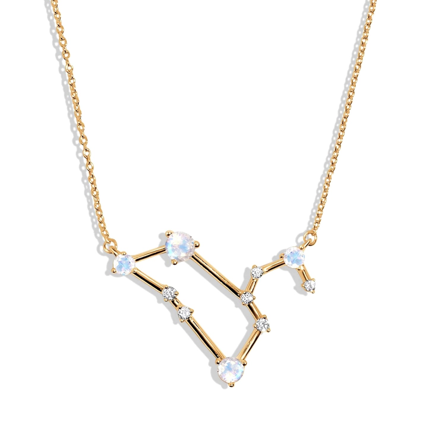 Moon Magic Moonstone Necklace - Leo Zodiac Constellation / 925 Sterling Silver - 18k Rose Gold - Yellow Gold Rainbow Moonstone Necklaces for Women/Authentic Rainbow Crystal Jewelry