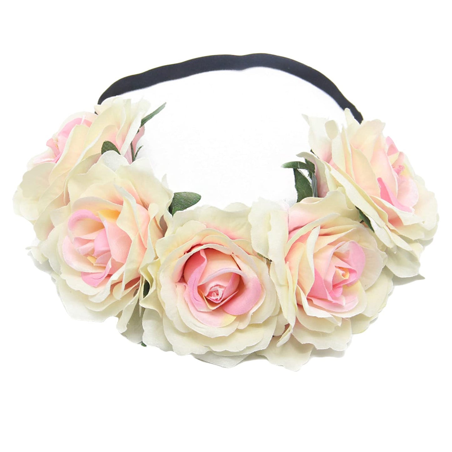 Lopsity Women's Hairband, beige - Rose Flower Crown Wedding Festival Headband Floral Crown Headband Hawaiian Luau for Party Festivals Photo Props