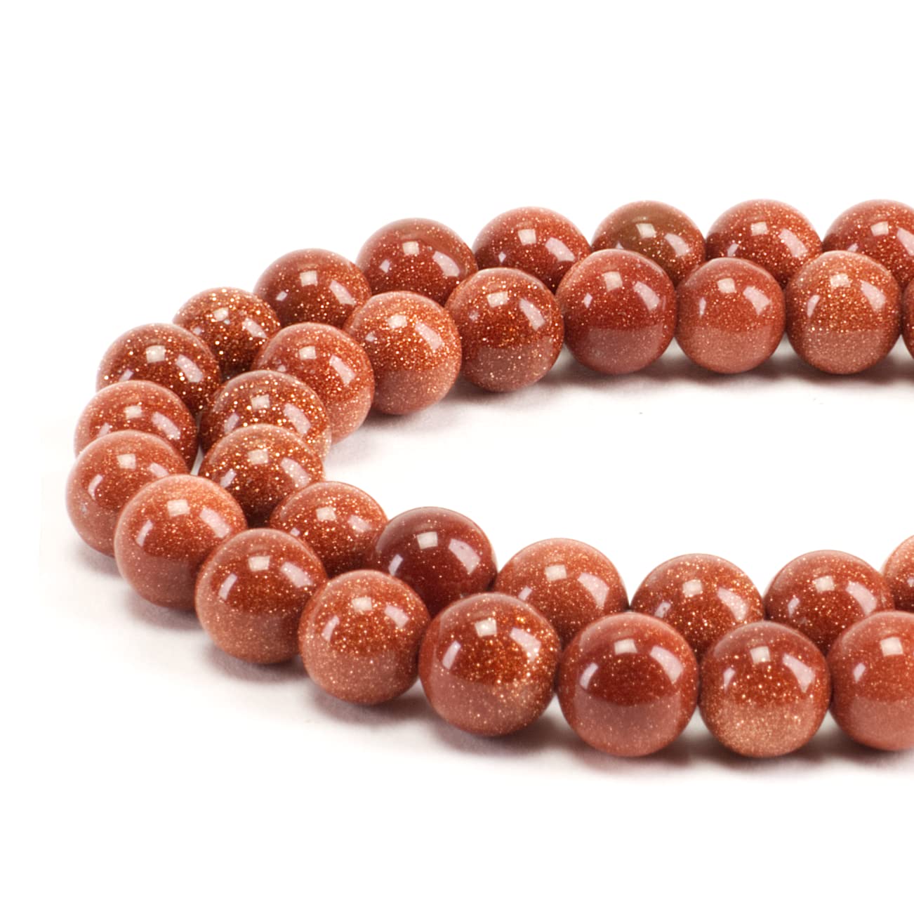 Cherry Tree Collection | 100PCS 8mm Goldstone Gemstone Round Beads for Jewelry Making | Includes Storage Box, Elastic String, and Needles