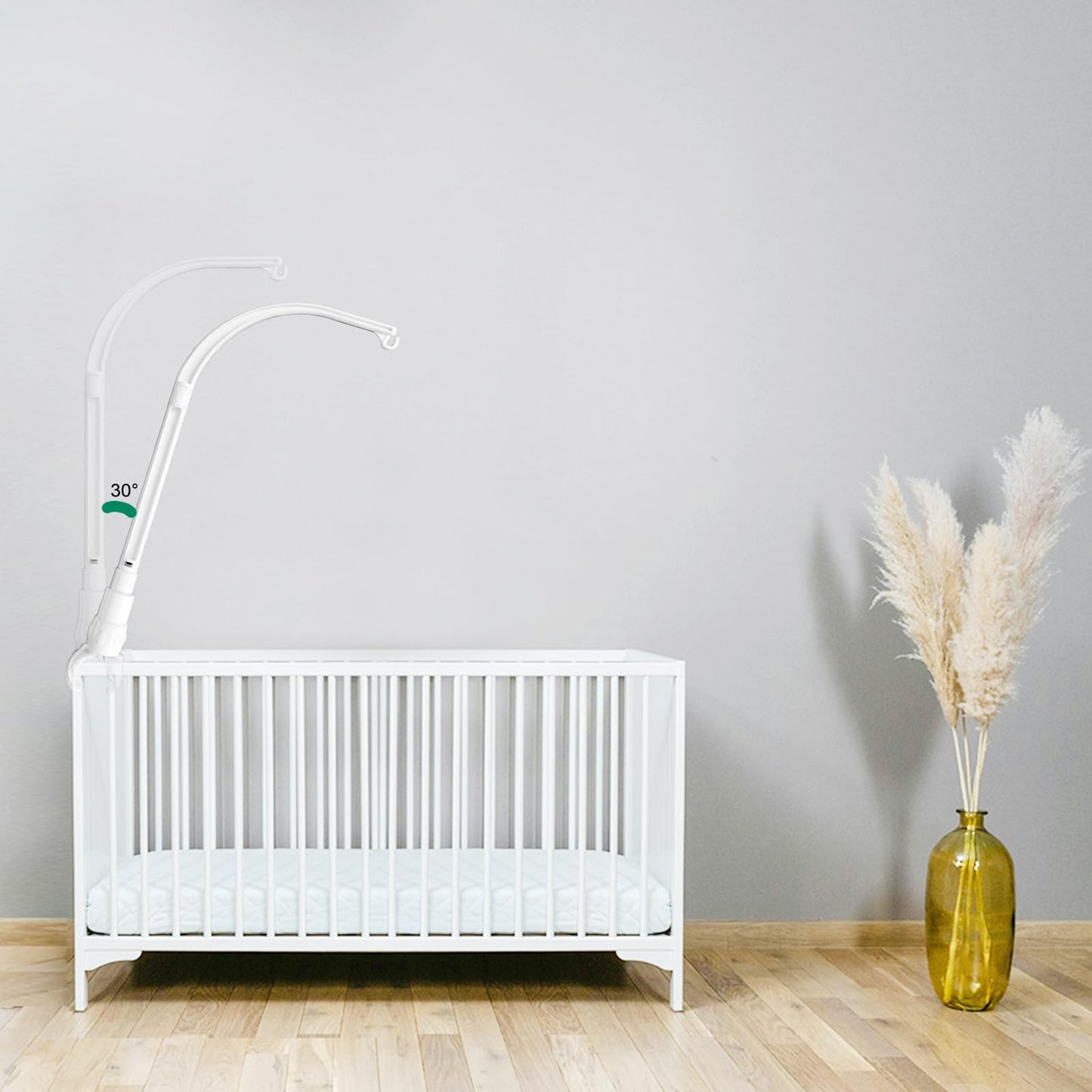 LIUDHPSP 23 inch Baby Crib Mobile Bed Bell Holder Arm Bracket, The Claw Part can be Adjusted Width-DIY Toy Decoration (Stand Without Music Box)