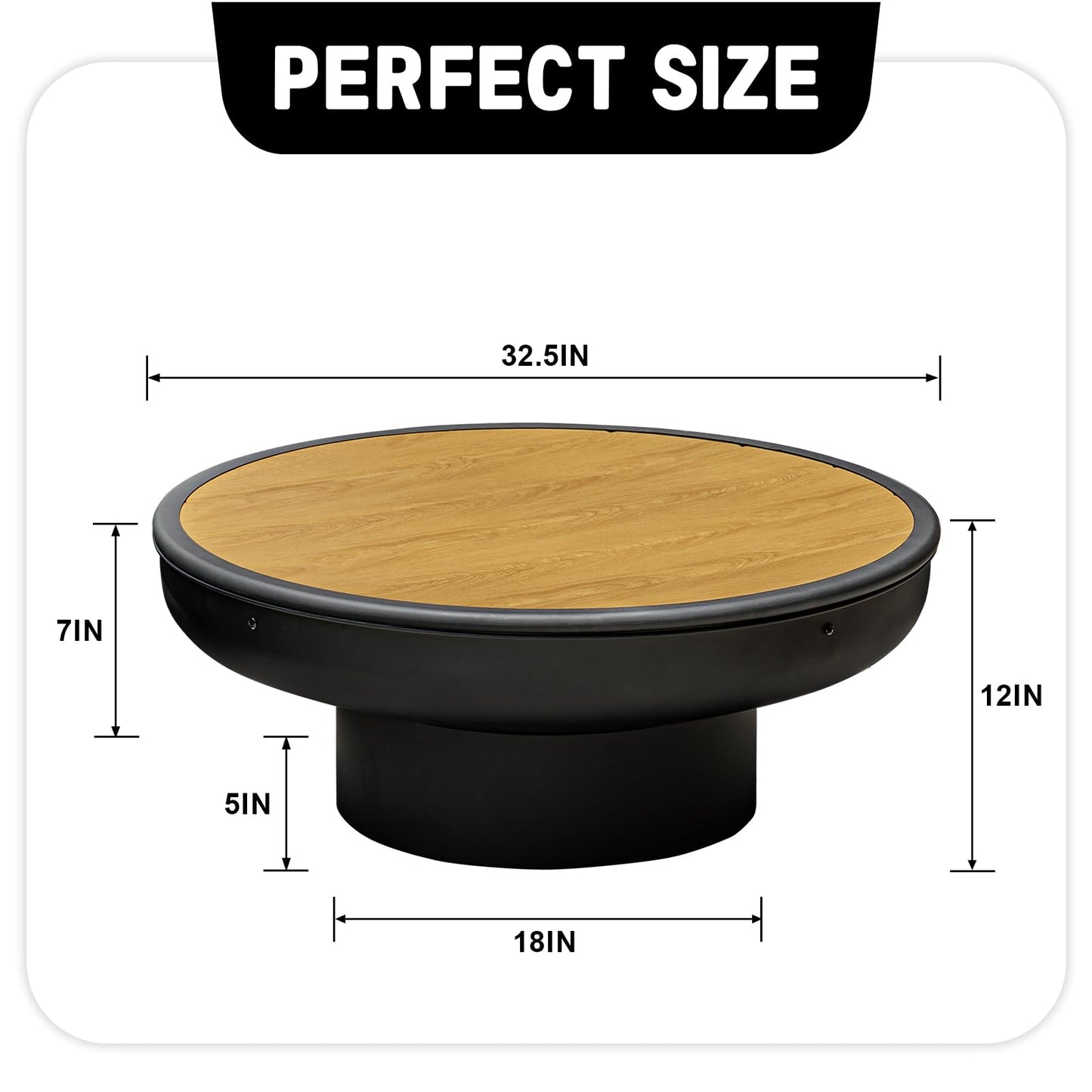 Panovue 32in Fire Pit Table with Lid,Heavy Duty and Deep Fire Bowl,Outdoor Wood Burning BBQ Grill Firepit Bowl with Cover Lid, Fire Pit for Outside Table for Backyard Bonfire Patio Picnic