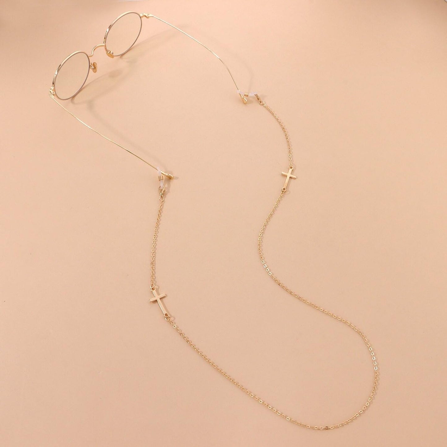 AllenCOCO Cross Glasses Chain, Glasses Strap For Women Sunglasses - 14K Gold Eyeglasses Chain, Eye Glasses Holders Around Neck