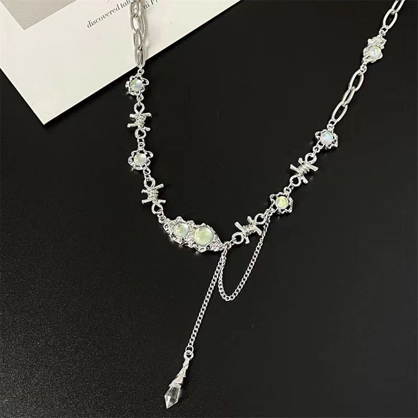 Buyongwant Irregular Necklace for Women Y2k Zircon Splice Necklace Collar Chain Hip Hop High Grade Fashion 17.7 Inch