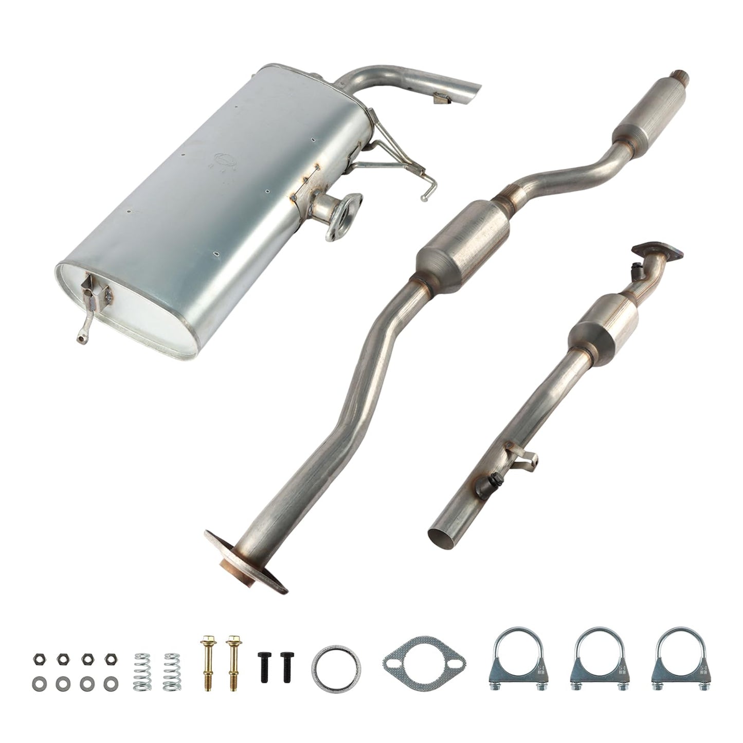 LELEHOKA Catalytic Converter Resonator Muffler Exhaust System Kit Direct-Fit Compatible with 2009 2010 2011 Mitsubishi Lancer 2.0L/2.4L AWD High Flow Design