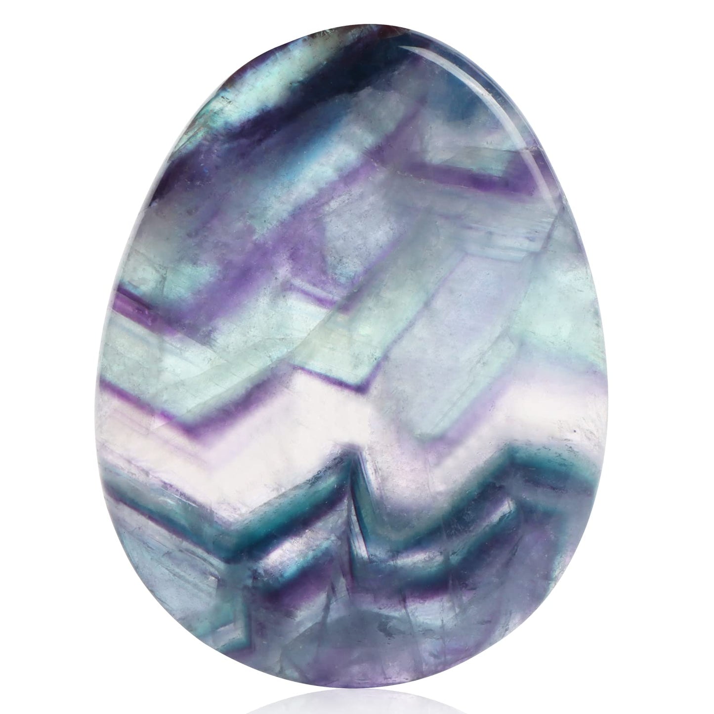 Artistone Rainbow Fluorite Crystal Chakra Thumb Worry Stone Teardrop Reiki Healing Stone Pocket Palm Stones for Anxiety Stress Relief Meditation Therapy Geometry Home Decorations