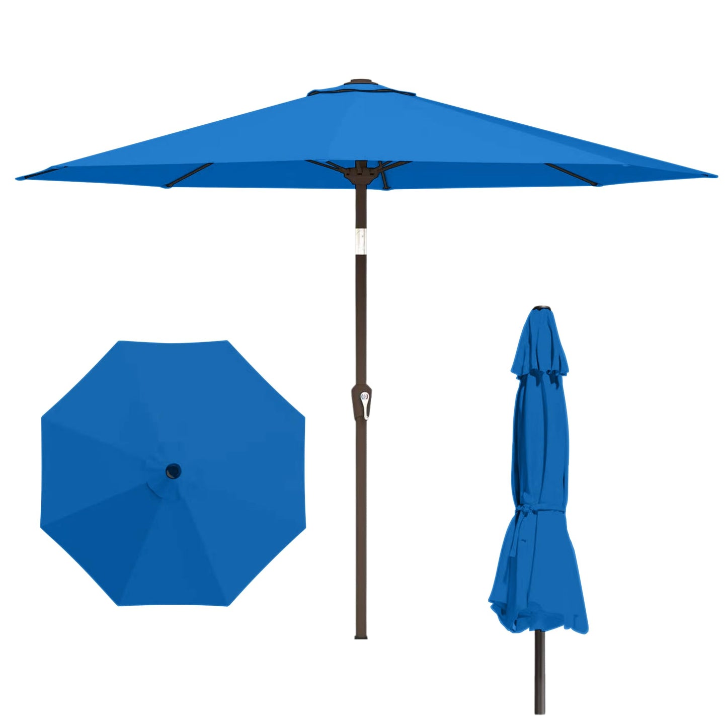 Tobeos 11FT Patio Umbrella, Outdoor Umbrella with with 8 Sturdy Fiberglass Ribs,Market Table Umbrella with Push Button Tilt and Crank,Suit for Backyard,Garden,Pool,Deck(Royal Blue)