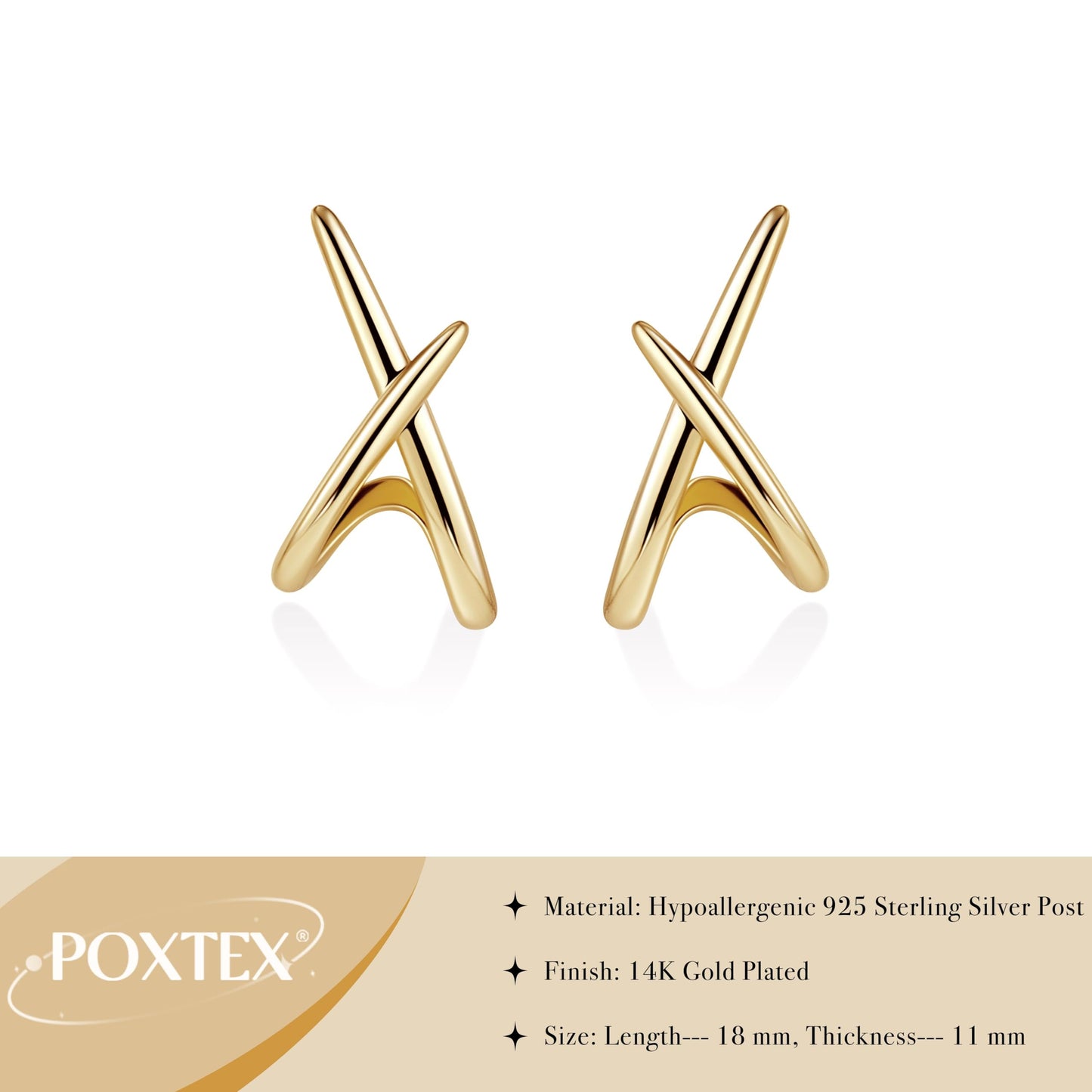 Criss Cross Stud Earrings for Women Trendy, 14K Gold Plated Minimalist Unique Hypoallergenic Earrings for Sensitive Ears, Dainty Simple Old Money Aesthetic Jewelry Modern Jewelry Gifts for Women‘s Fashion