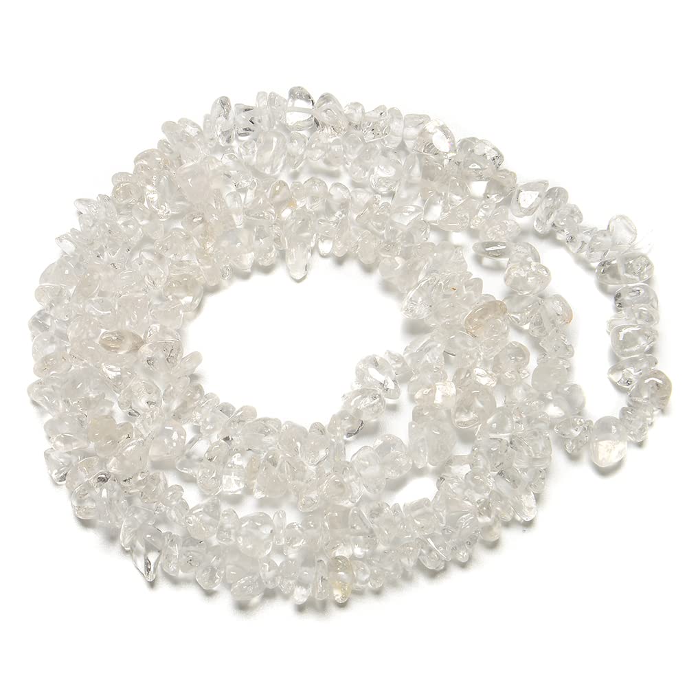 jodaying 5-8mm Natural Clear Quartz Crystal Gemstone Chips Healing Gravel Bracelets Necklace Kit Irregular Tumble Stone Beads DIY Crafts Design Jewelry Making 33"