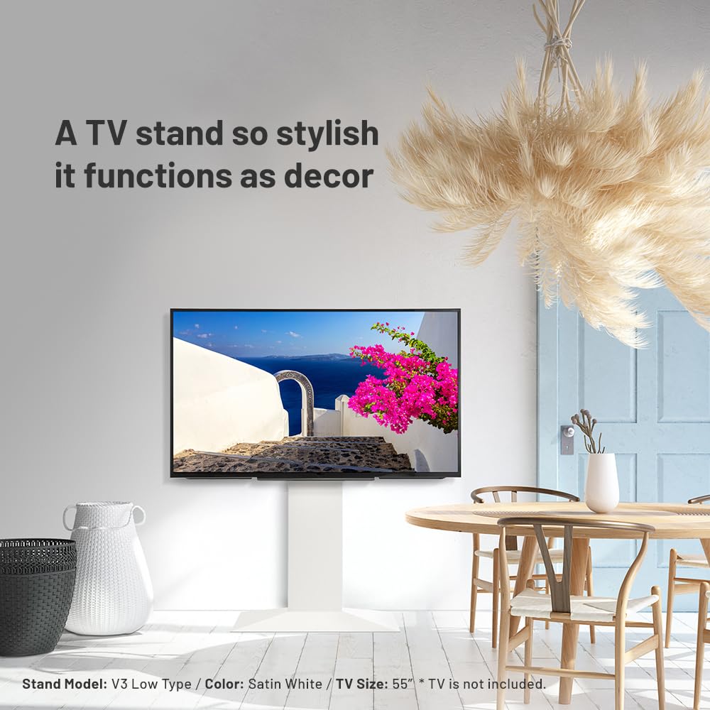 WALL V3 High Type, Sleek Ultra-Thin Free-Standing TV Stand for 32–80" TVs, White Oak, Space-Saving Design, for Living Room and Bedroom, Adjustable Mount, No Drill Setup, Japan-Engineered