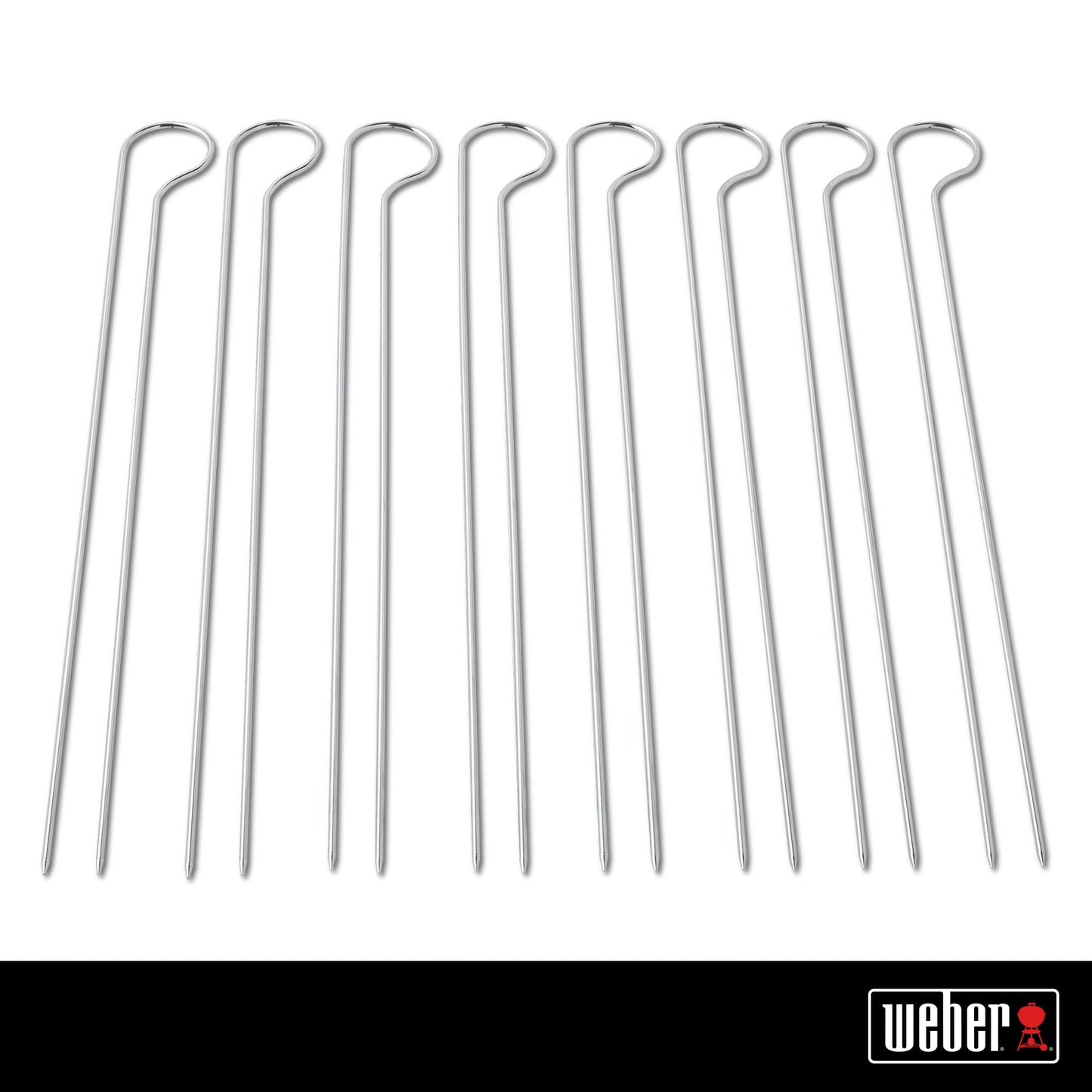 Weber Grilling Skewer Set – 8‑Piece Dual‑Pronged Stainless‑Steel BBQ Skewers for Secure, Even Grilling of Kebabs, Veggies & Meats