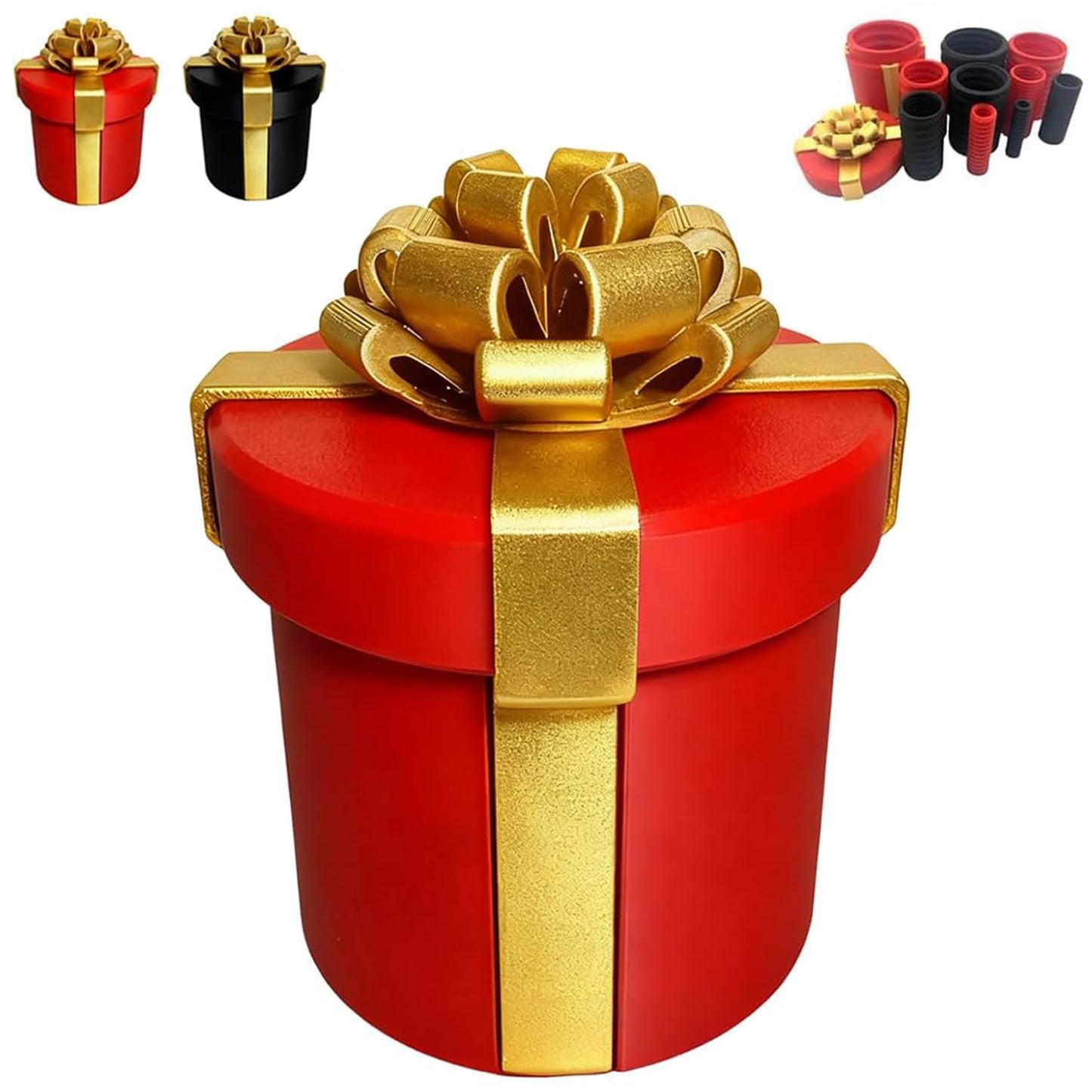 Annoying Nested Screw Gift Box, Annoying Gift Box, 10 Layer Reusable Prank Gifts Boxes for Cash and Small Surprises,Funny Money Puzzle Boxs for Birthday Christmas White Elephant Party (Red Gold)