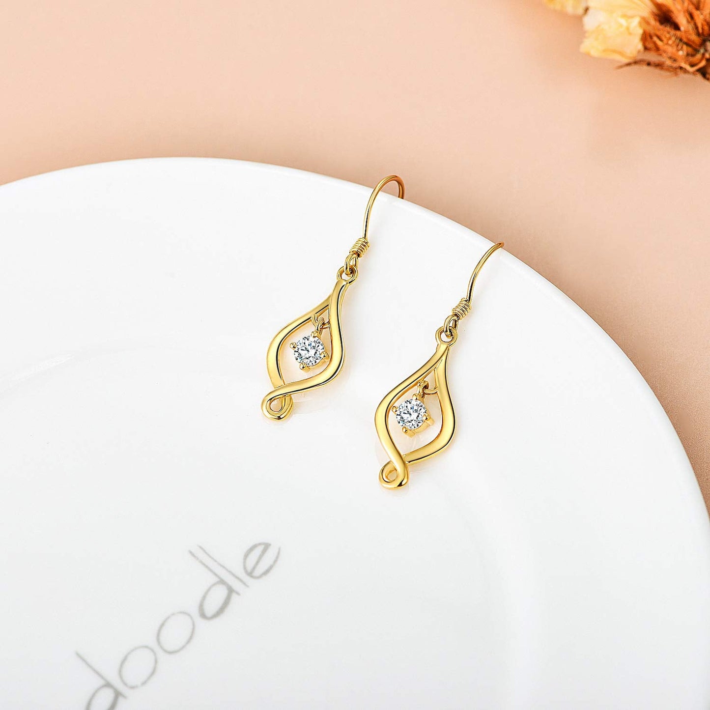 SISGEM 10K Solid Gold Infinity Drop Earrings for Women,Yellow/White Gold Moissanite Infinite Love Dangles Earrings Birthday Gifts for Wife Mom