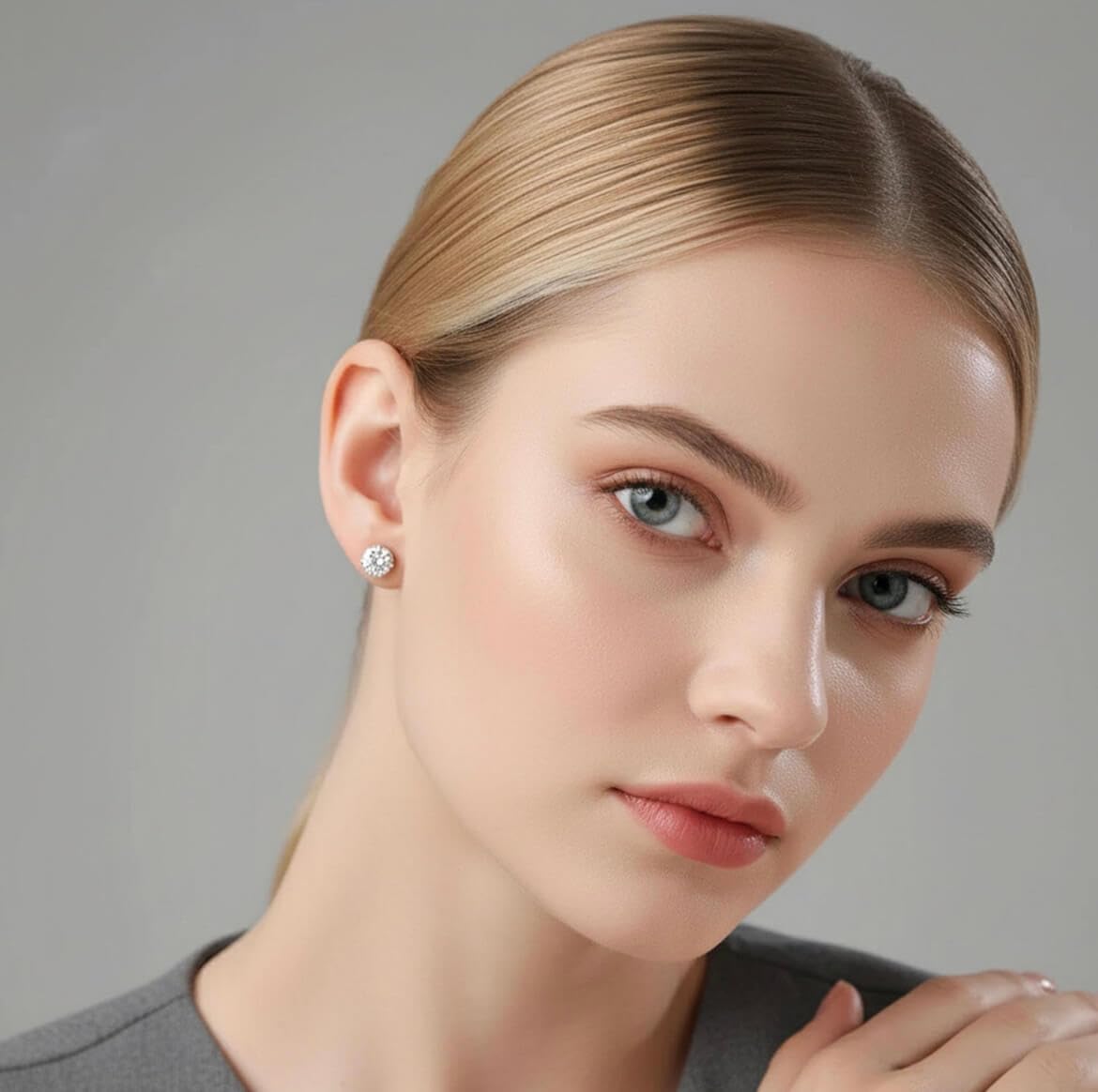 Hypoallergenic Flat Back CZ Stud Earrings, Gold Plated Surgical Steel Secure Screw Back Cartilage Earrings for Women Men with Sensitive Ears | Multiple Piercing,4mm White CZ