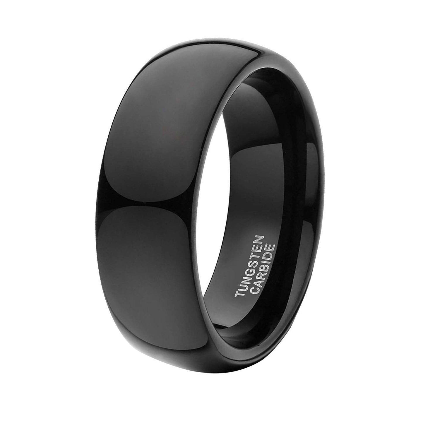 TRUMIUM 8mm Black Ring Band Tungsten Wedding Band for Men Women High Polished Dome Comfort Fit Size 6