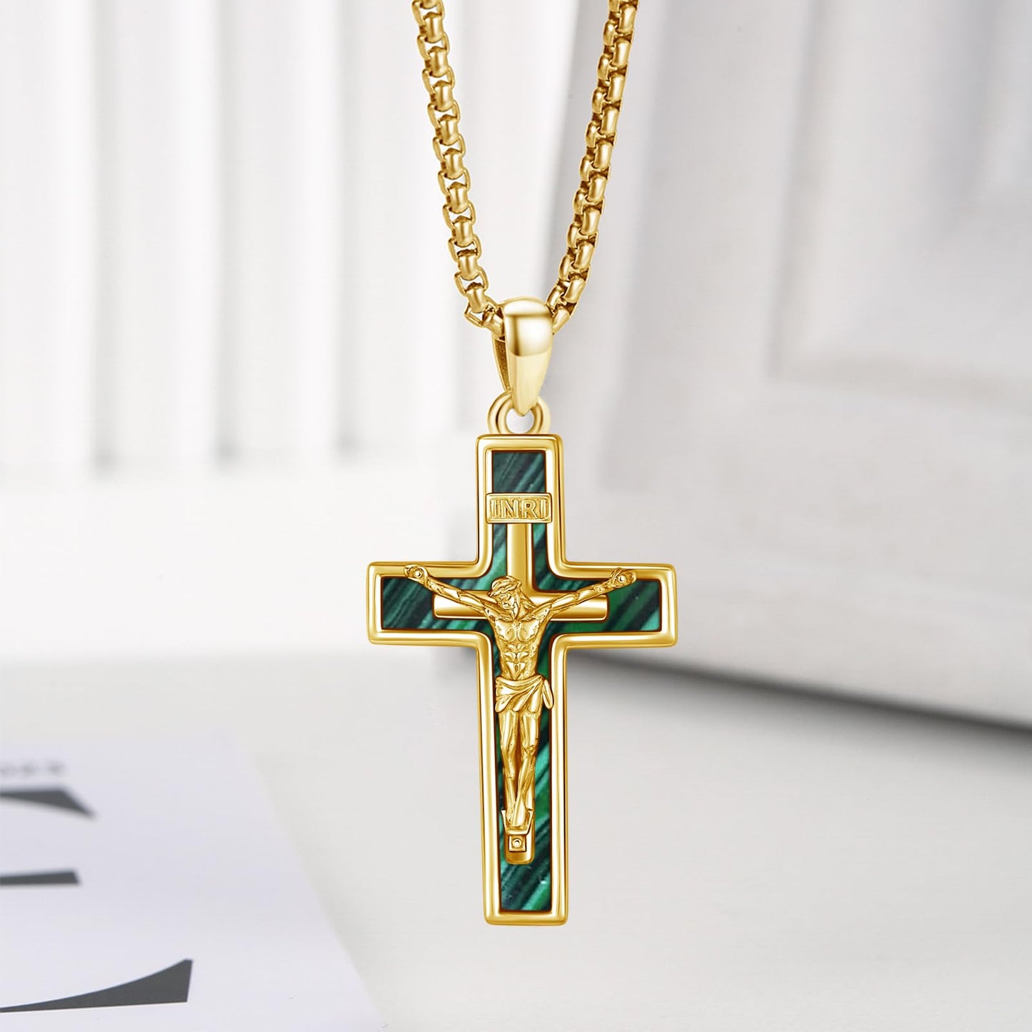 YEESIA Cross Necklace for Women Men 925 Sterling Silver Gold Jesus Crucifix Pendant Necklace with Catholic Cross Jewelry Gift for Women Men