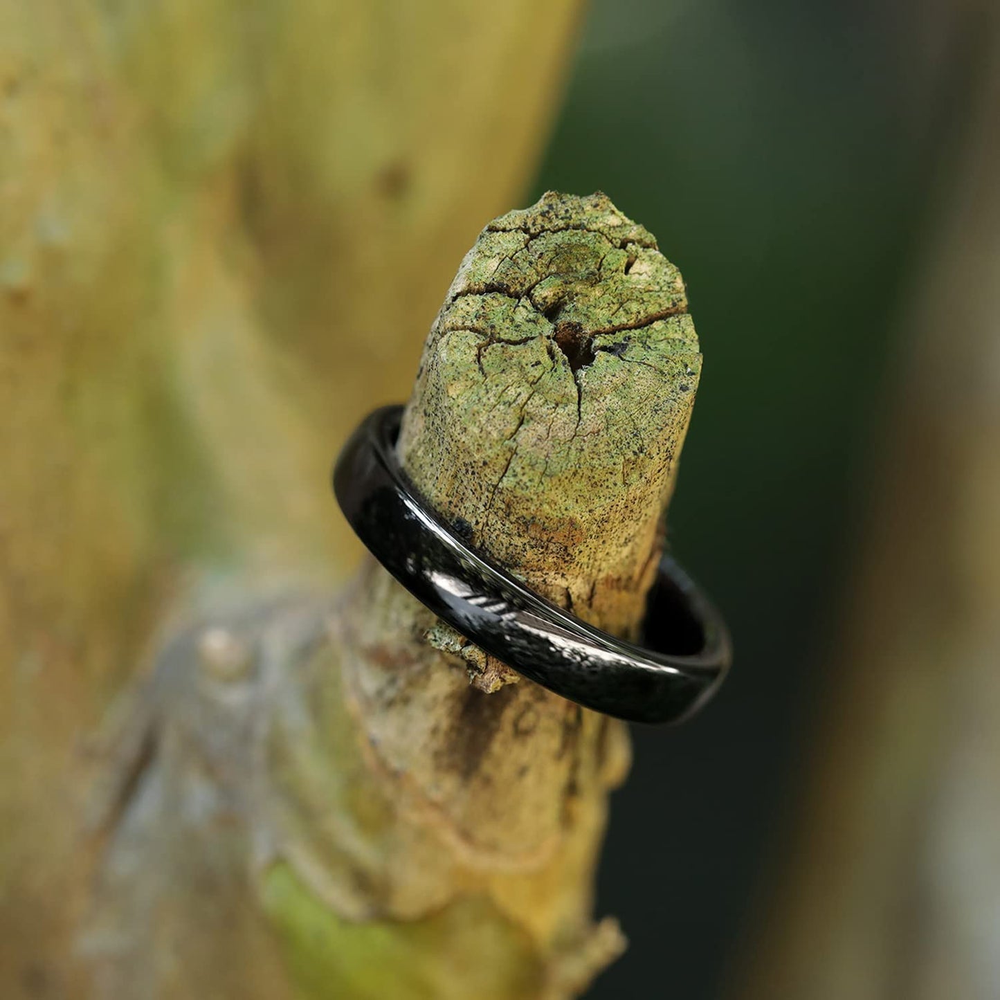 Greenpod 4mm Tungsten Ringss for Women High Polished Plain Dome Black Wedding Band Comfort Fit Size 6
