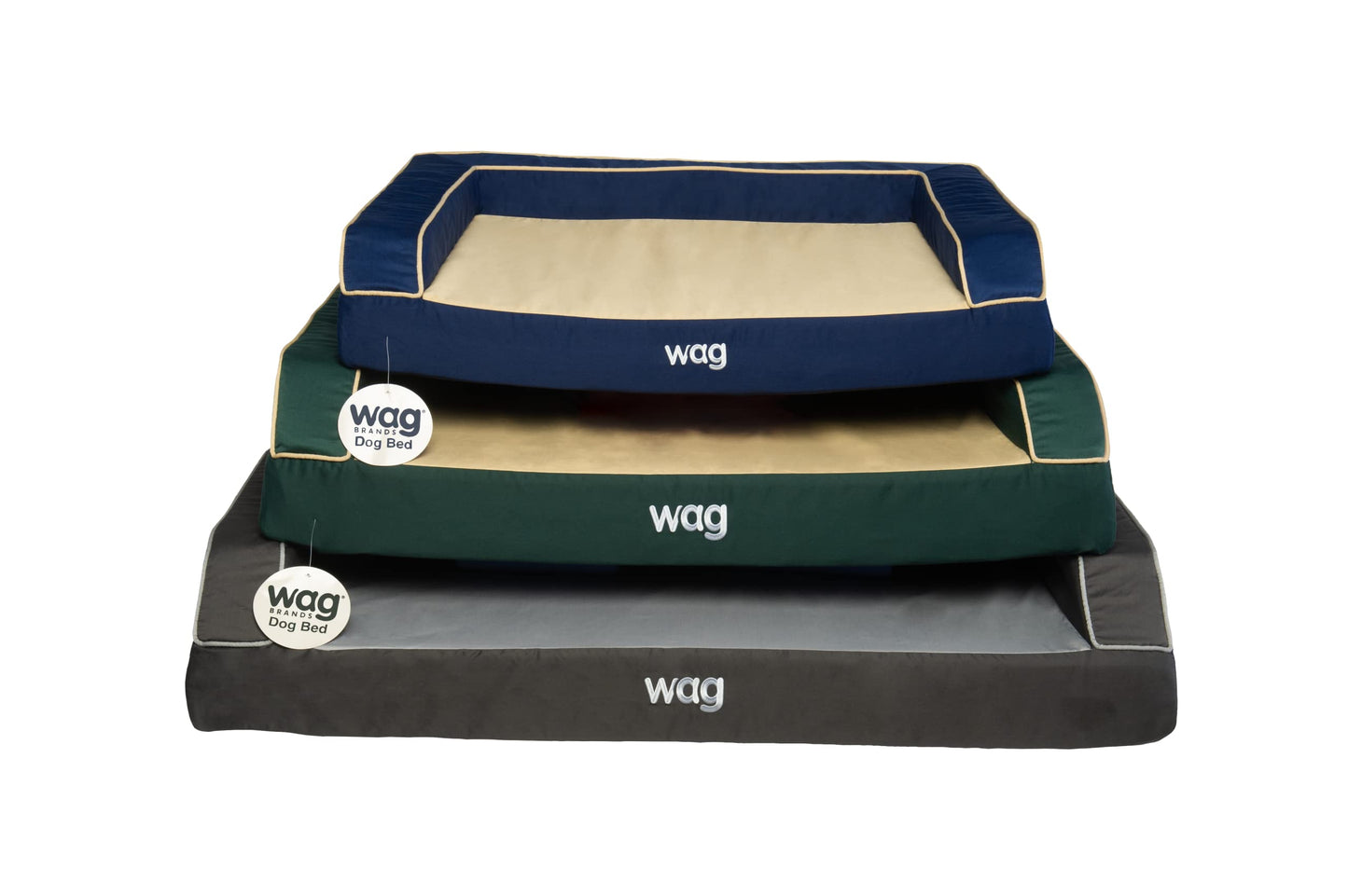 Wag Premium Pet Dog Bed | Multi Layer Construction with Cooling Energy Gel and Copper Infusion | Machine Washable Cover and Water Resistant Inner Liner | Large, Pine Green
