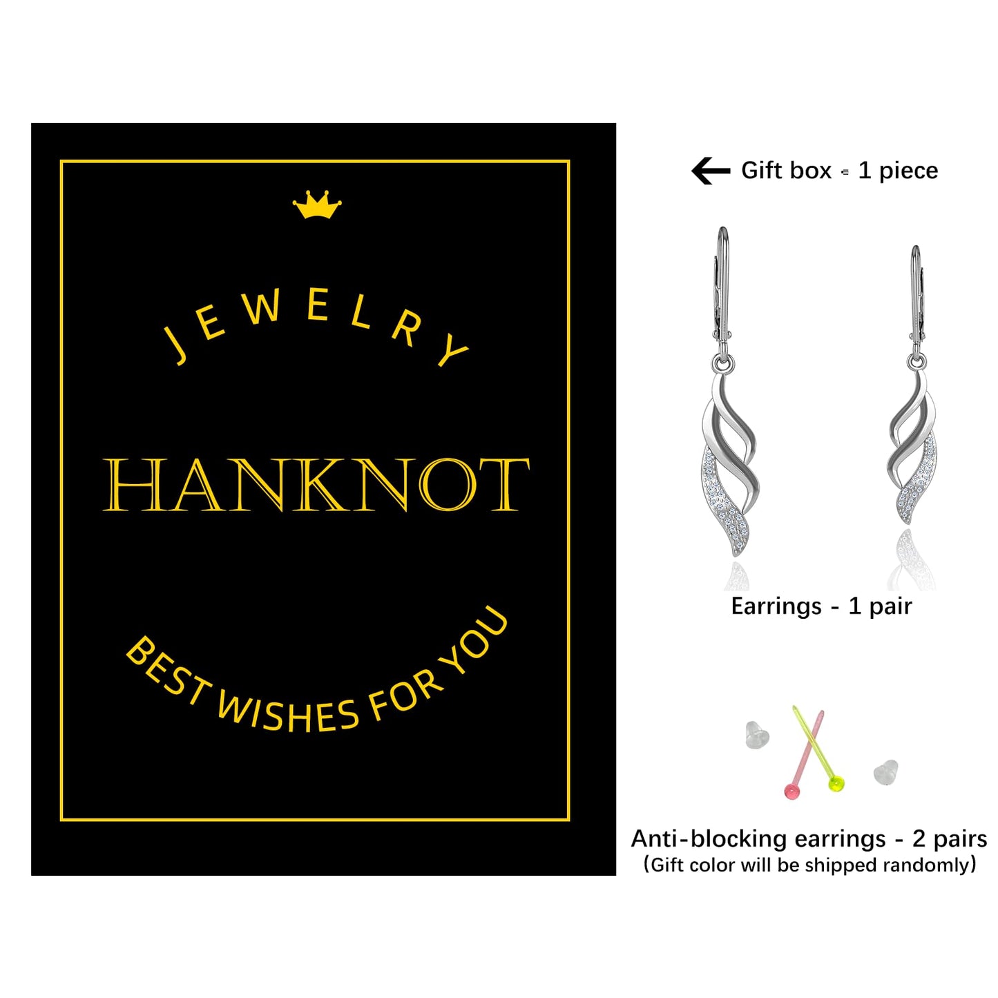 Hypoallergenic Silver Leverback Earrings for Women, Sparkly Teardrop Dangle Earrings, Lightweight, Tarnish-Resistant, Nickel-Free, Perfect for Work, Parties & Gifts (Wings)