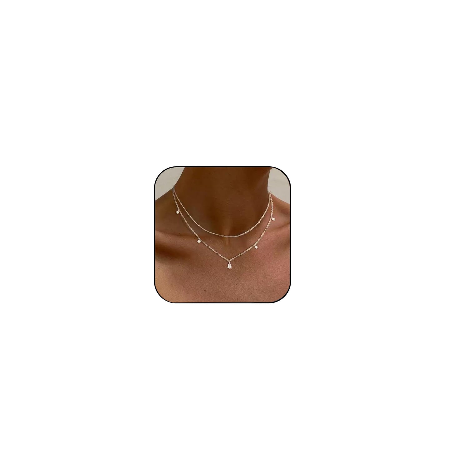 SELFROSE Silver Necklace For Women,Cute Chain Choker Necklaces Stack Dainty Silver Necklace Set Simple Charm Layered Pendant Necklaces For Women Trendy Womens Jewelry Set Fashion Accessories