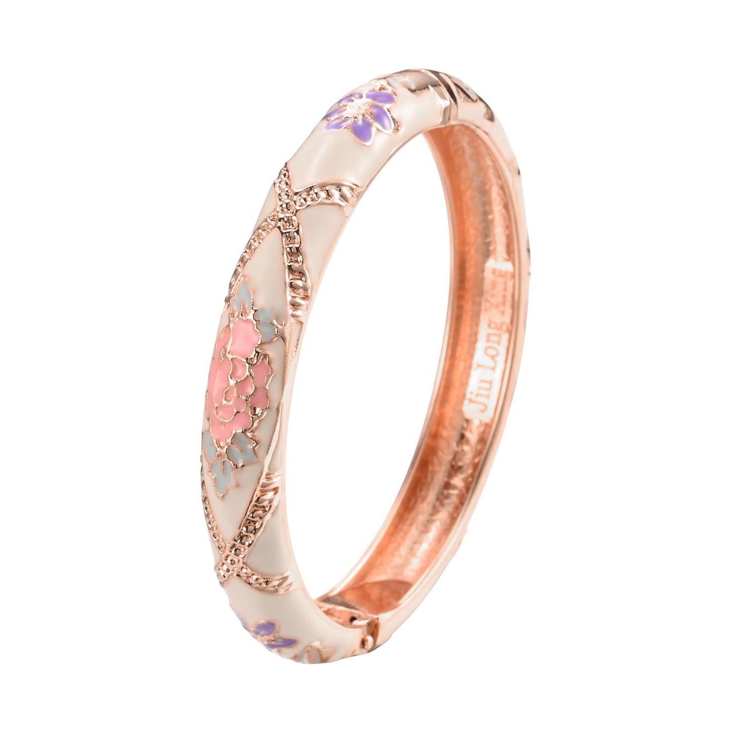 UJOY Fashion Bracelet Colorful Enameled Sunflower Cuff Bangle Cloisonne Bracelets Jewelry Gift for Women 55A128 Cream White