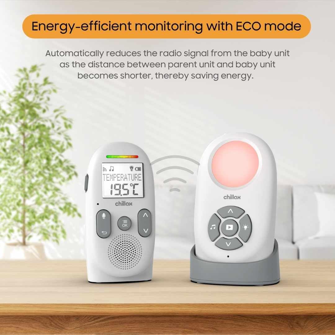Chillax Baby 360 Digital Audio Monitor | 4-in-1 Baby Monitor with Night Light, Soothing Sound Machine, Room Temperature Sensor & Long-Range DECT 6.0 Audio | Portable & Rechargeable with Two-Way Talk