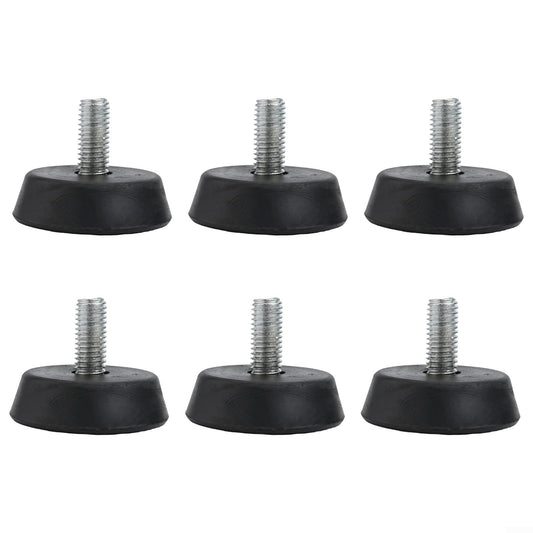6pcs 3/8" Exercise Bike Foot Pads, Rubber Non-Slip Shock Absorption Pads for Stable Quiet Workouts, Anti-Vibration Leveling Feet with Wavy Grip Texture, Easy Install Replacement Parts, Black