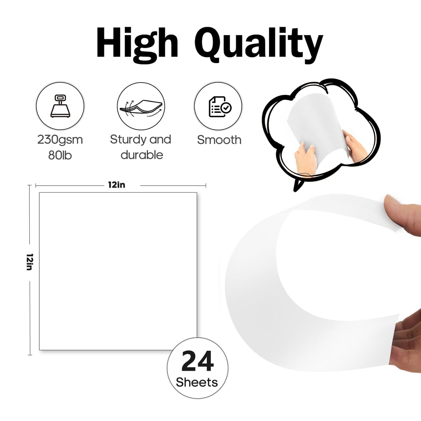White Cardstock 12x12-24 Sheets Cardstock Paper, Goefun 80lb White Card Stock Paper for Card Making, Cricut, Crafting, Scrapbook, Photo Albums