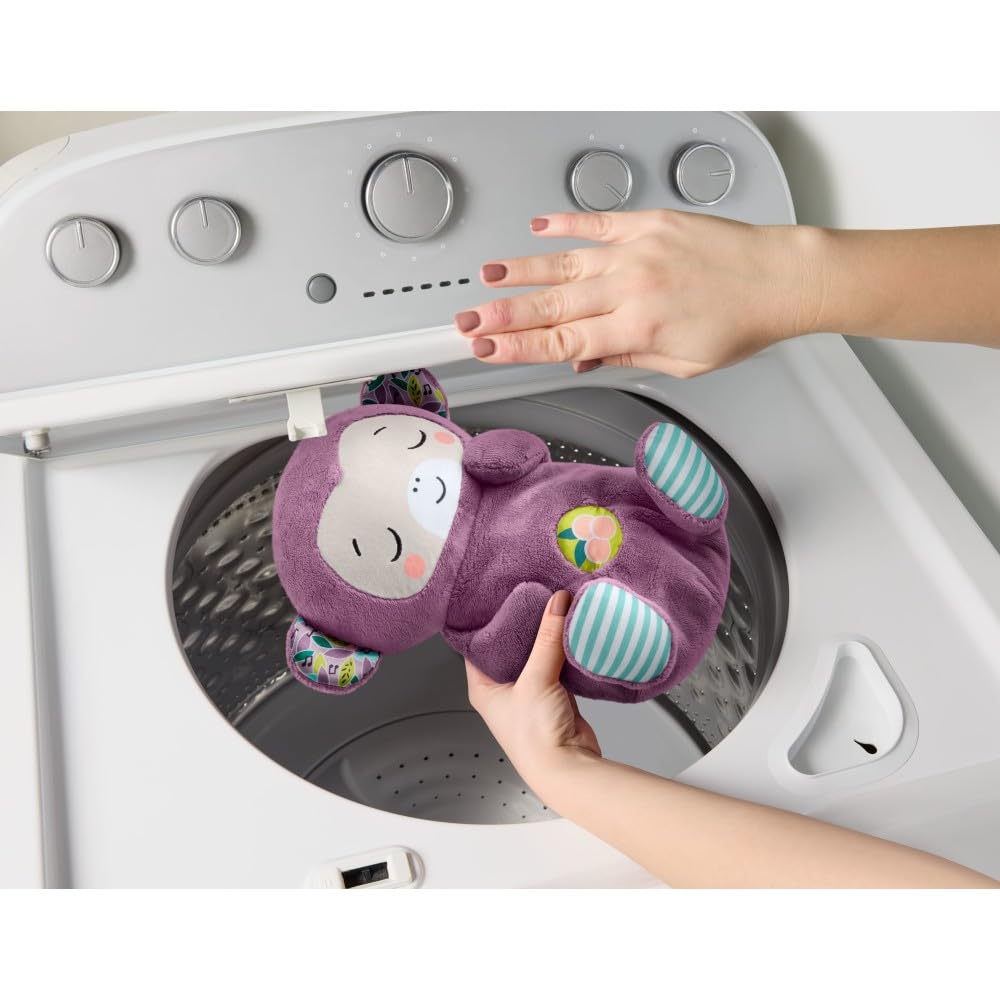 Fisher-Price Baby Toy Soothe ‘n Snuggle Purple Monkey Plush Portable Sound Machine with Breathing Motion & Lights for Newborns Ages 0+ Months