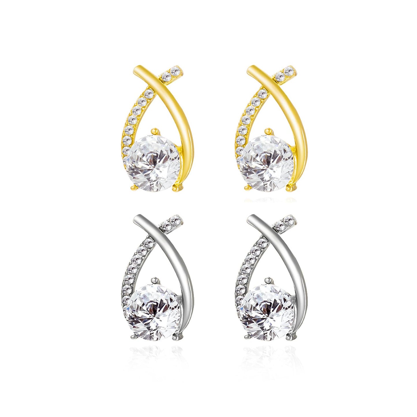 Halolux Lymphvity Germanium Earrings Atheniz Lymphatic Earrings Lymphatic Germanium Earrings Lymphatic Drainage Earrings Sparkle CZ Hoop Earrings for Women (gold+silver 6)