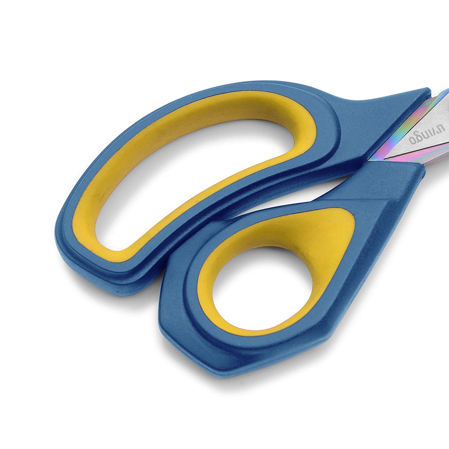 LIVINGO 8.5” Premium Fabric Scissors, Heavy Duty All-Purpose Titanium Coating Forged Stainless Steel Sharp Sewing Tailor Dressmaking Shears Comfort Grip Crafting Leather Cutting, Navy Blue/Yellow