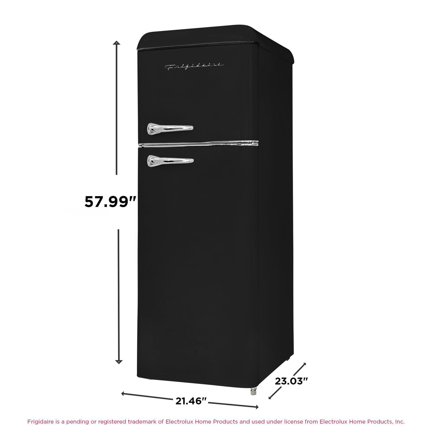 Frigidaire EFR756, 2 Door Apartment Size RETRO Refrigerator with Top Freezer, Chrome Handles, 7.5 cu ft