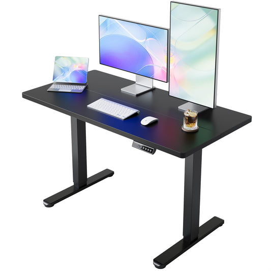 HUANUO Electric Standing Desk,48" x 24" Height Adjustable Desk, 4 Memory Height Settings, Sit to Stand Up Desk for Home Office, with Headphone Hook, Cable Manager, Black