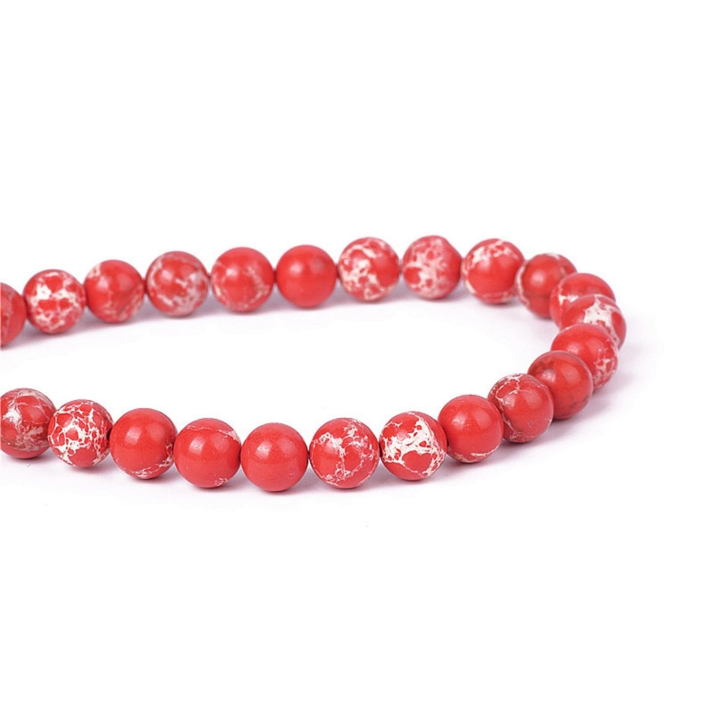 100Pcs Natural Stone 8mm Red Imperial Jasper Round Loose Gemstone Energy Healing Beads Hole Size 1mm DIY Smooth Beads for Bracelet Necklace Earrings Jewelry Making