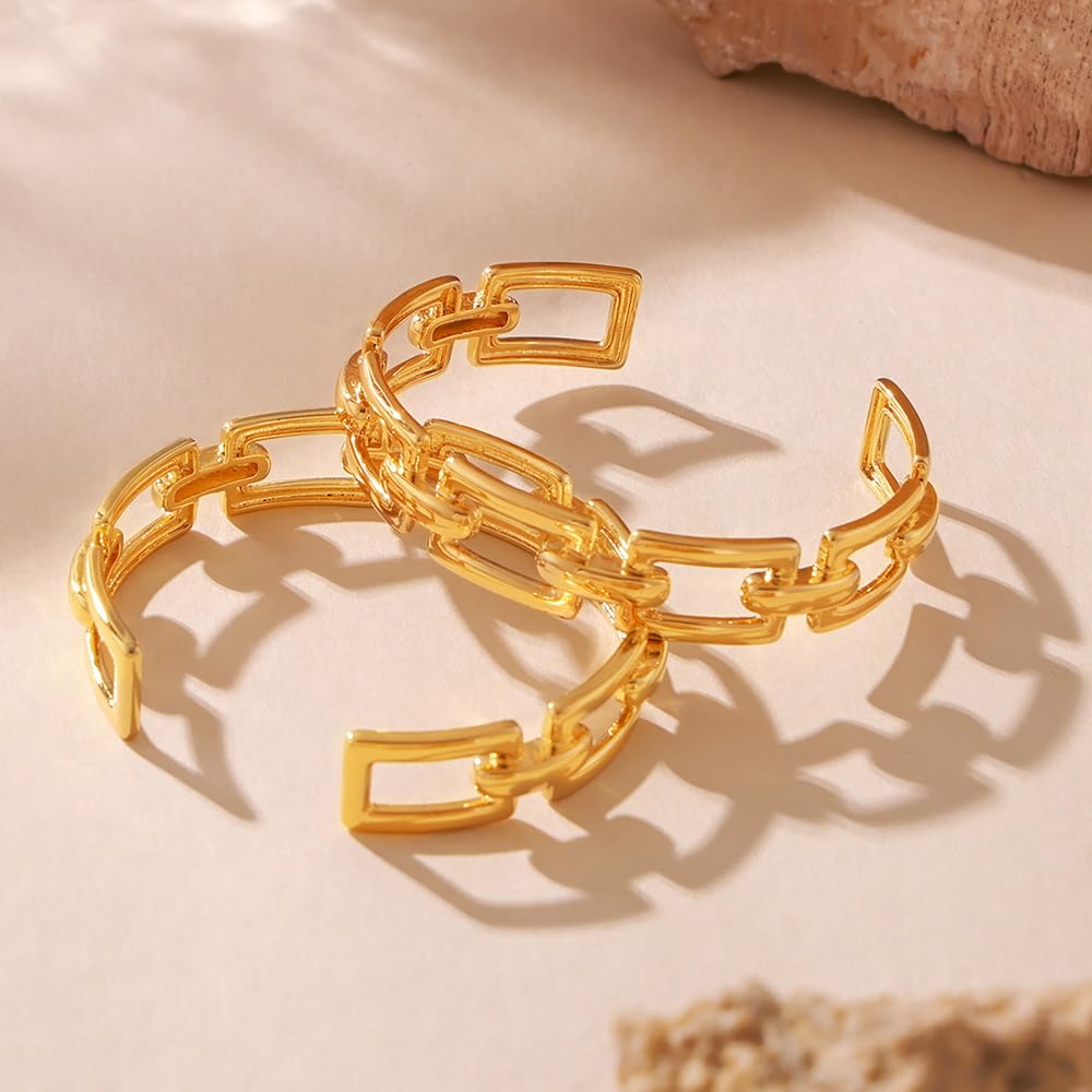 zocare Gold Cuff Bracelets for Women Adjustable Bracelet Chunky Rectangle Bangles Bracelet Vintage Open Cuff Bracelet for Women Chrismas Jewelry