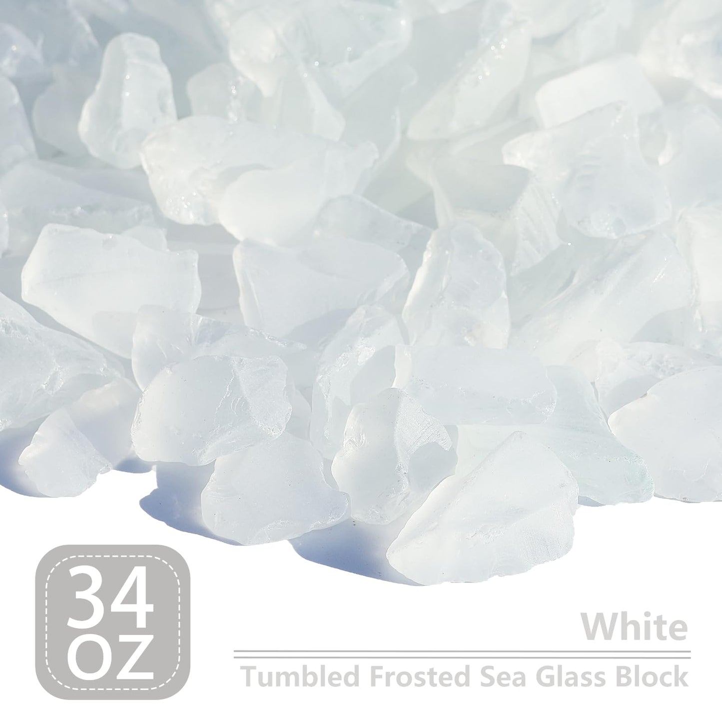 QYGL Sea Glass Block - 2.1LB White Frosted Vase Filler and Aquarium Ornament, DIY Craft Supplies for Art, Beach Weddings, and Home Decor