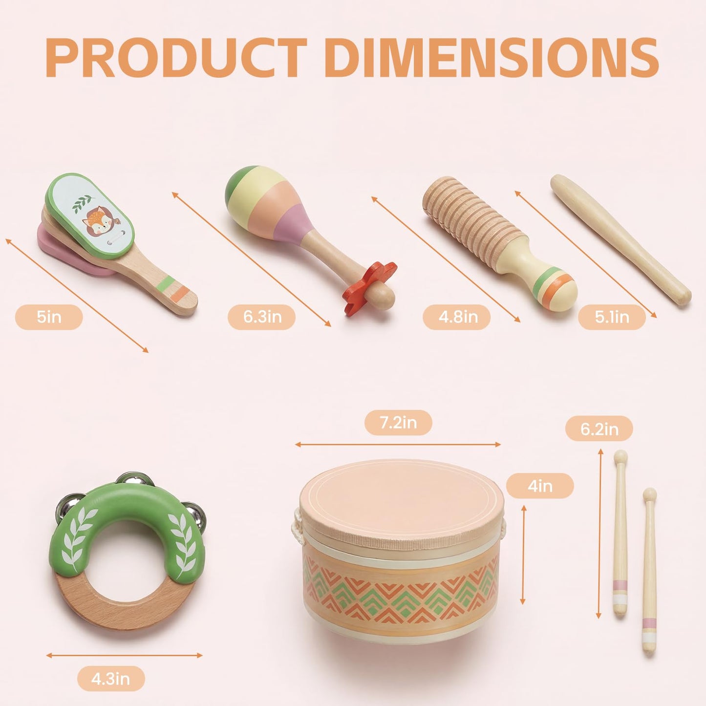 Drum Set for Kids - Toys for 2 3 Year Old Boy Birthday Gifts - Wooden Montessori Musical Instruments for Toddlers 2-4, Preschool Musical Toys with Drum for Kids Age 3-5